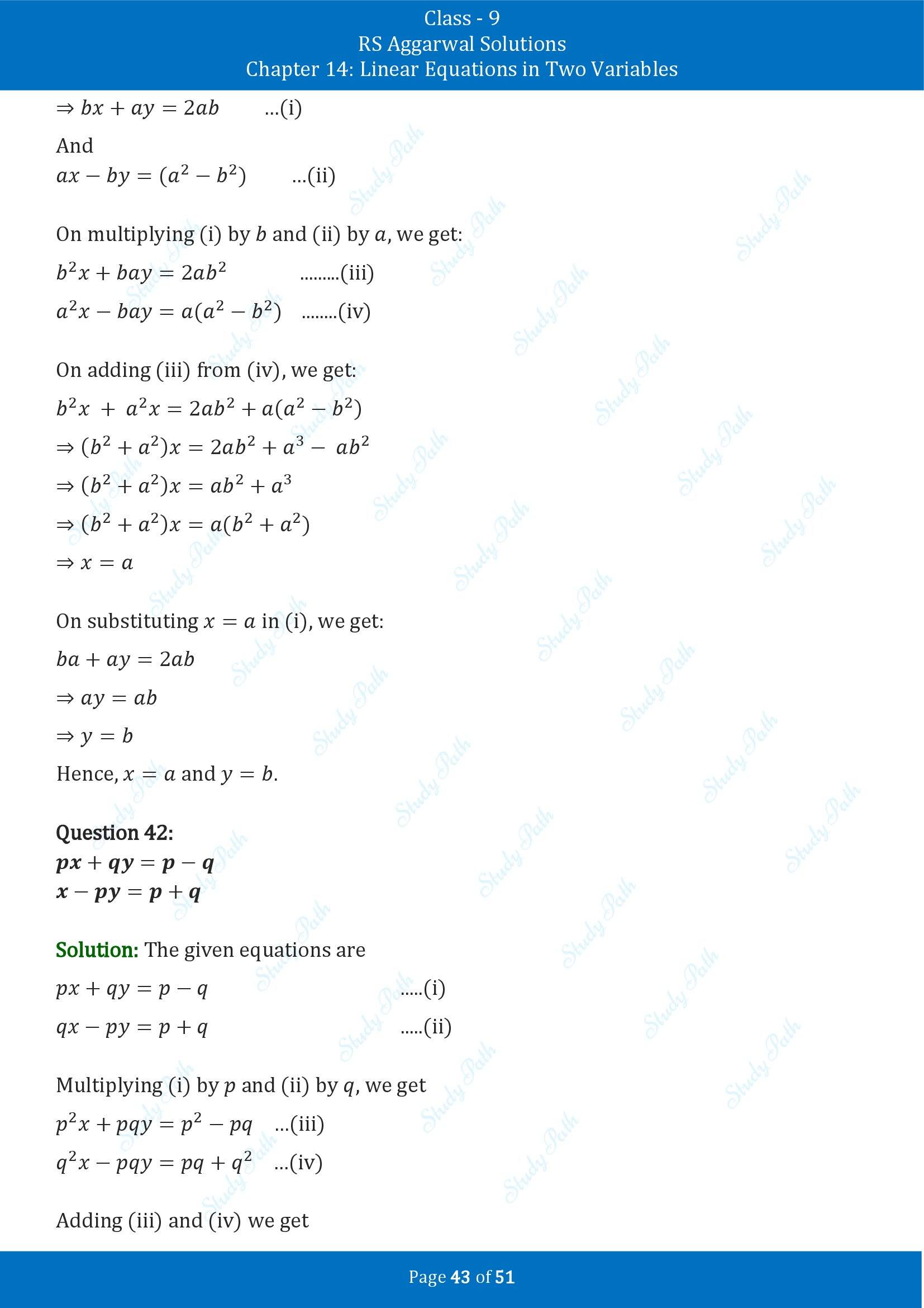 RS Aggarwal Solutions Class 9 Chapter 14 Linear Equations in Two Variables Exercise 14D 00043