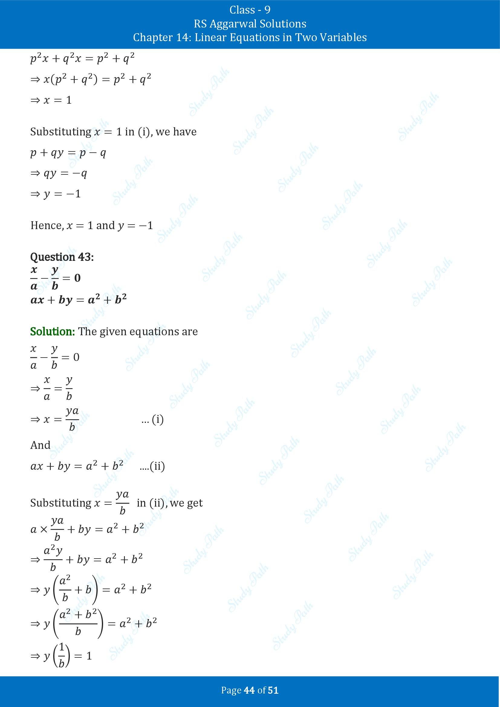 RS Aggarwal Solutions Class 9 Chapter 14 Linear Equations in Two Variables Exercise 14D 00044