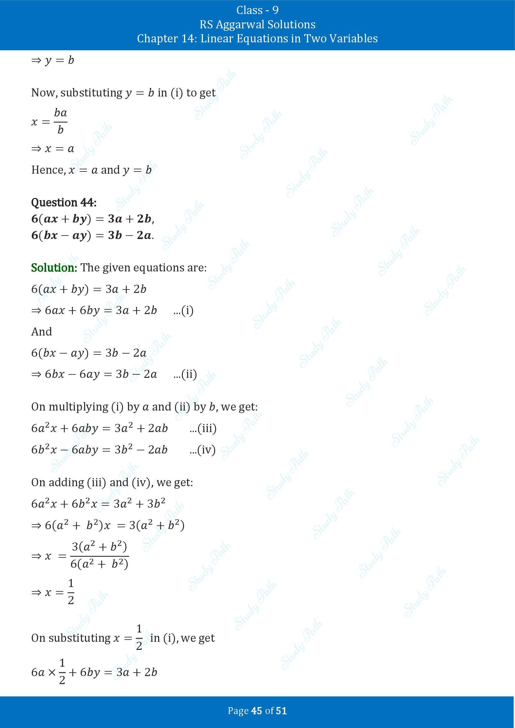 RS Aggarwal Solutions Class 9 Chapter 14 Linear Equations in Two Variables Exercise 14D 00045