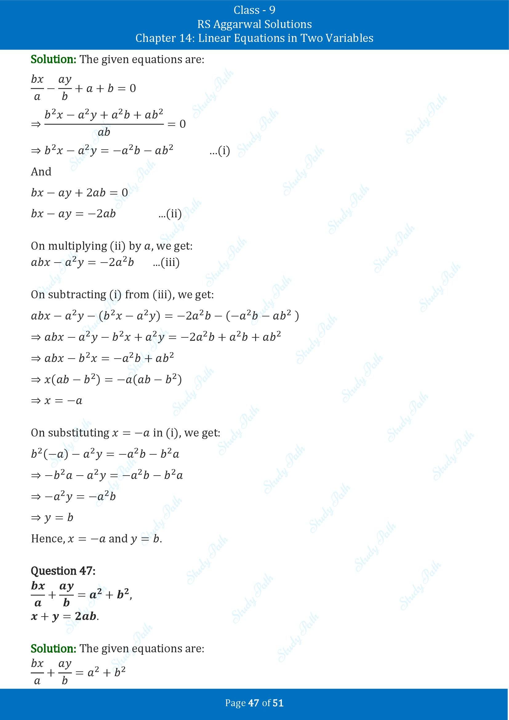RS Aggarwal Solutions Class 9 Chapter 14 Linear Equations in Two Variables Exercise 14D 00047