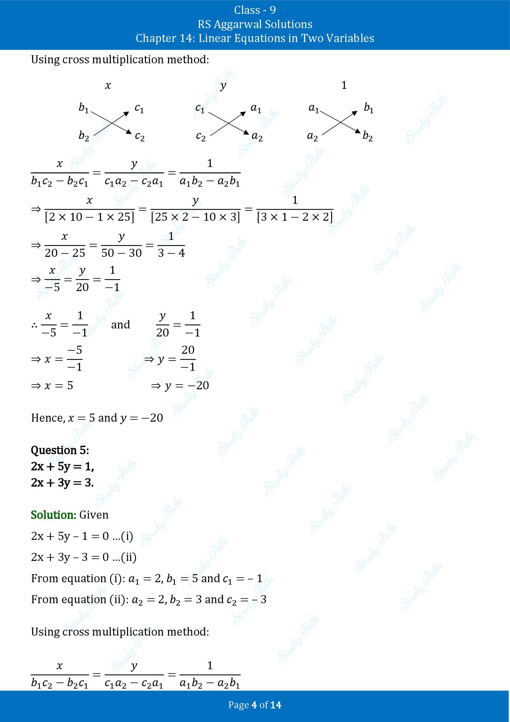 RS Aggarwal Solutions Class 9 Chapter 14 Linear Equations in Two Variables Exercise 14E 00004