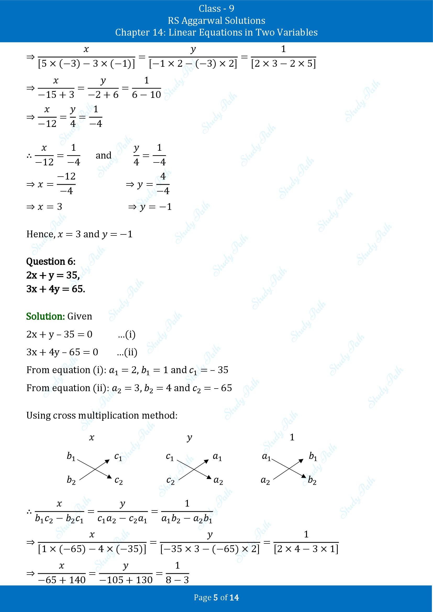 RS Aggarwal Solutions Class 9 Chapter 14 Linear Equations in Two Variables Exercise 14E 00005