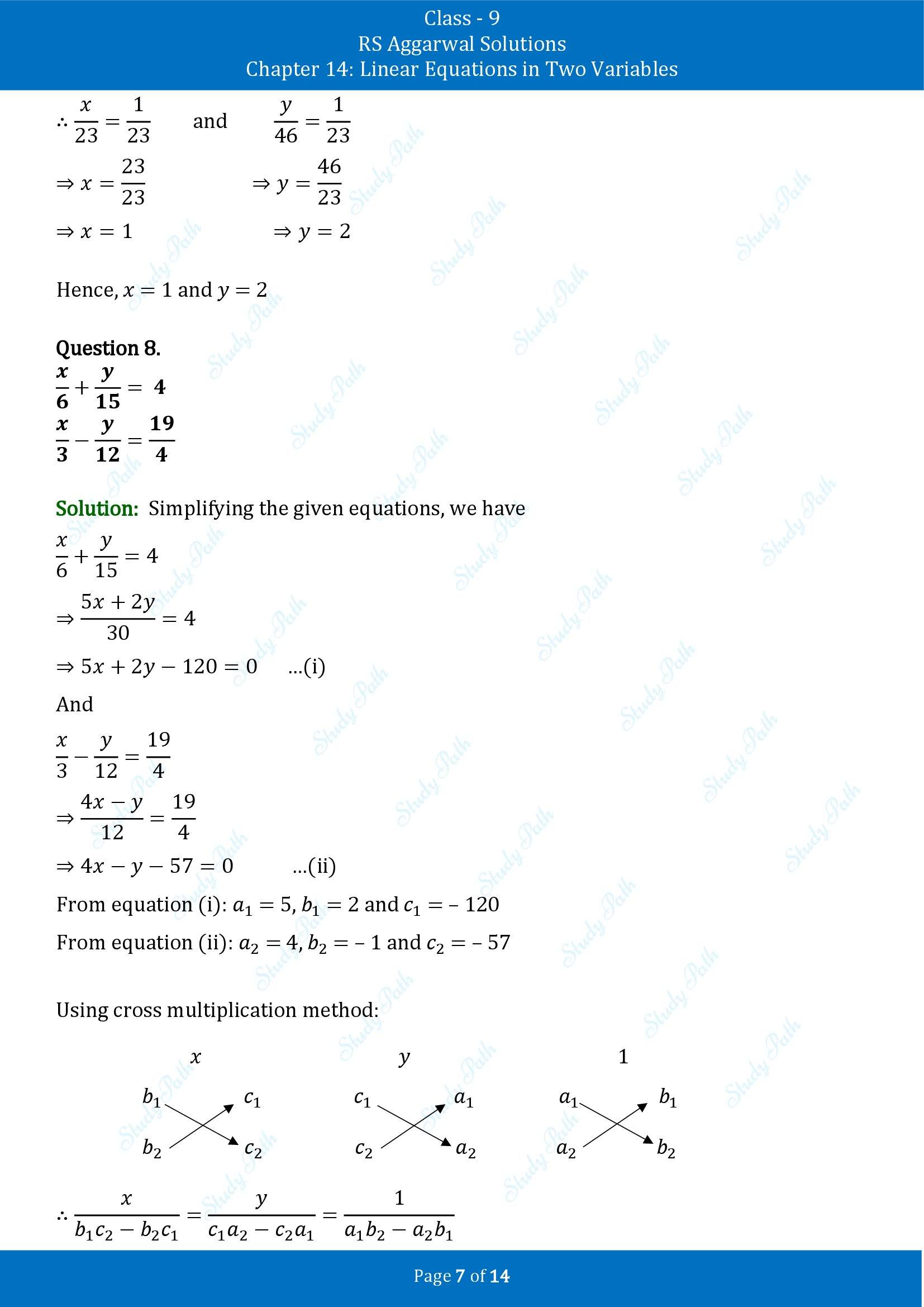RS Aggarwal Solutions Class 9 Chapter 14 Linear Equations in Two Variables Exercise 14E 00007