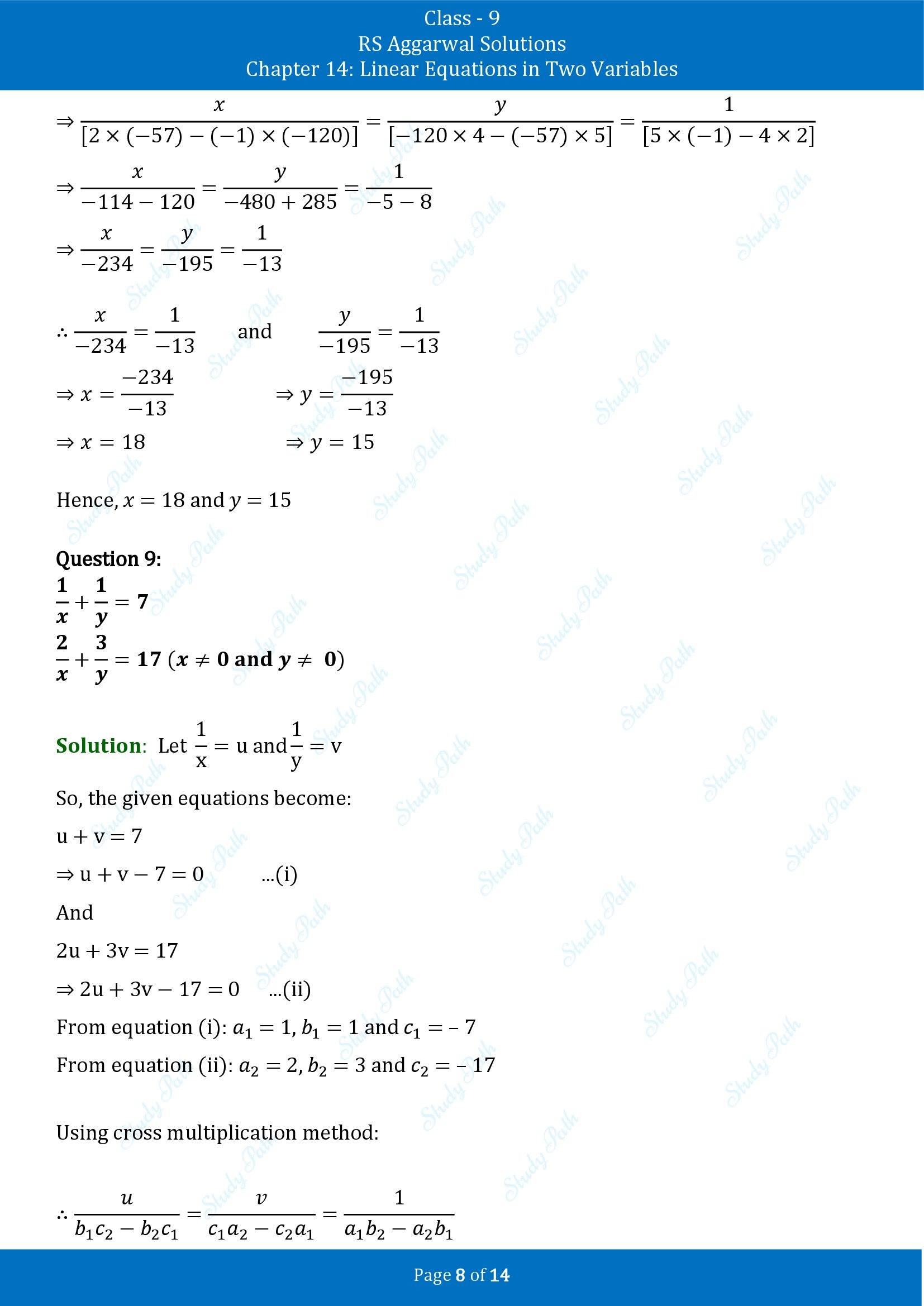 RS Aggarwal Solutions Class 9 Chapter 14 Linear Equations in Two Variables Exercise 14E 00008