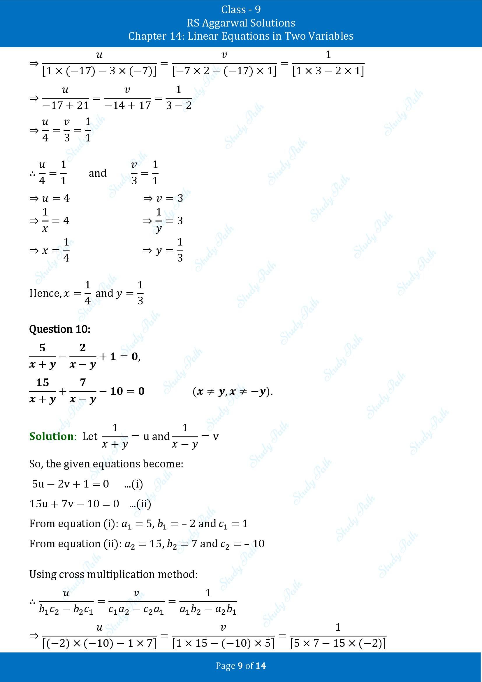 RS Aggarwal Solutions Class 9 Chapter 14 Linear Equations in Two Variables Exercise 14E 00009