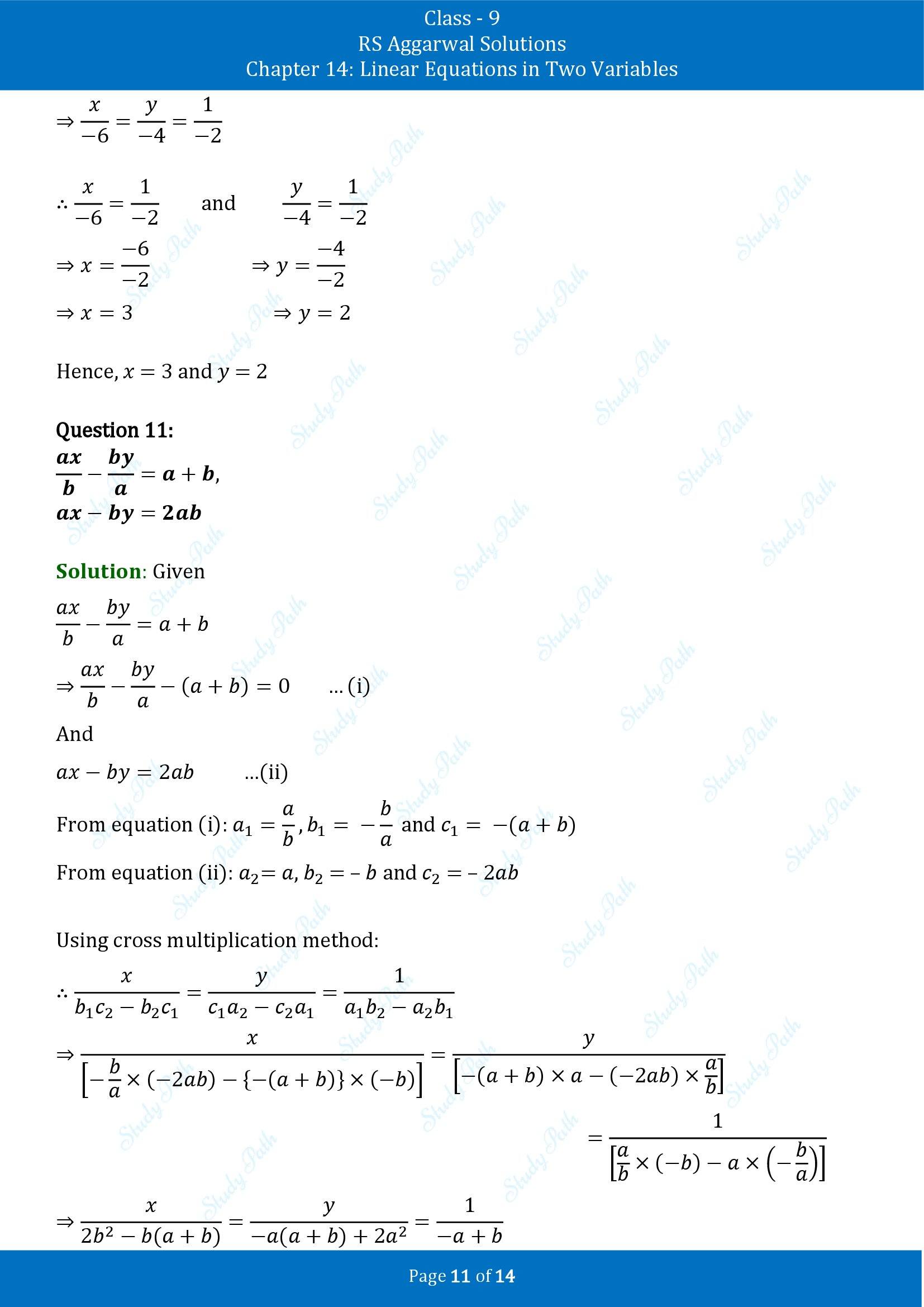 RS Aggarwal Solutions Class 9 Chapter 14 Linear Equations in Two Variables Exercise 14E 00011