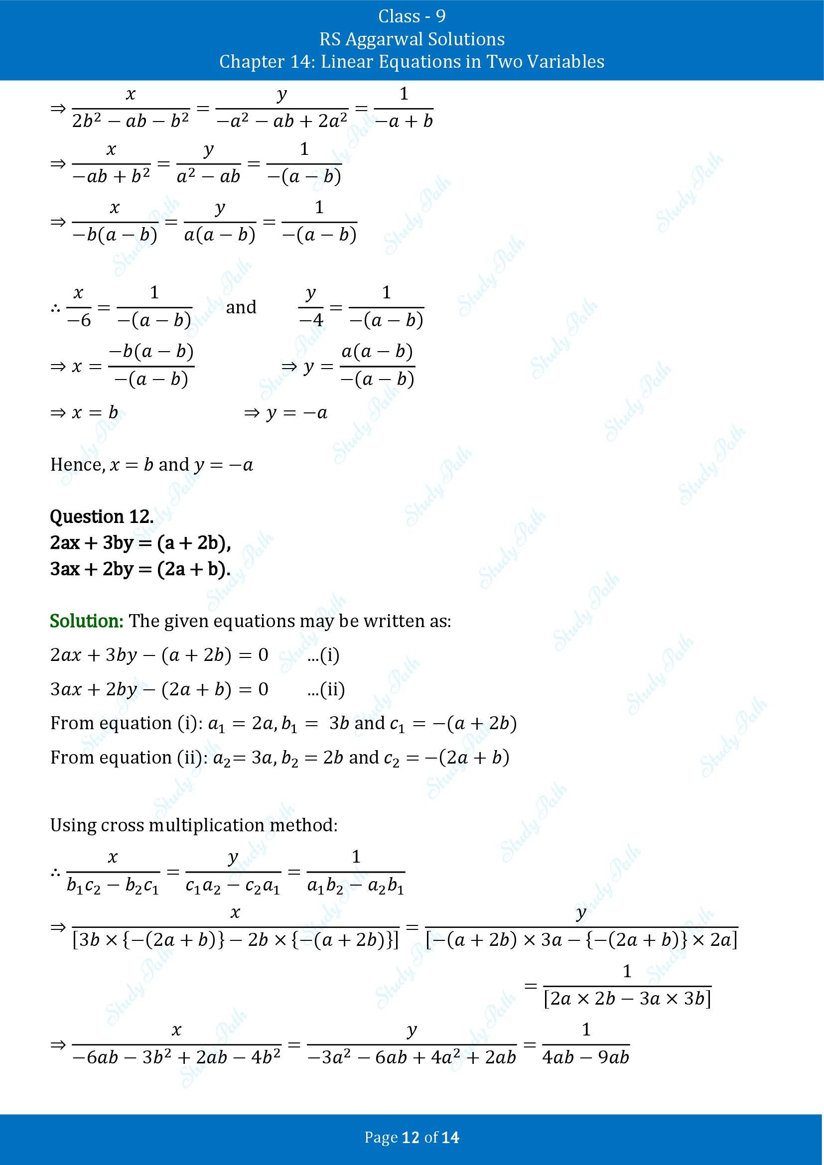 RS Aggarwal Solutions Class 9 Chapter 14 Linear Equations in Two Variables Exercise 14E 00012
