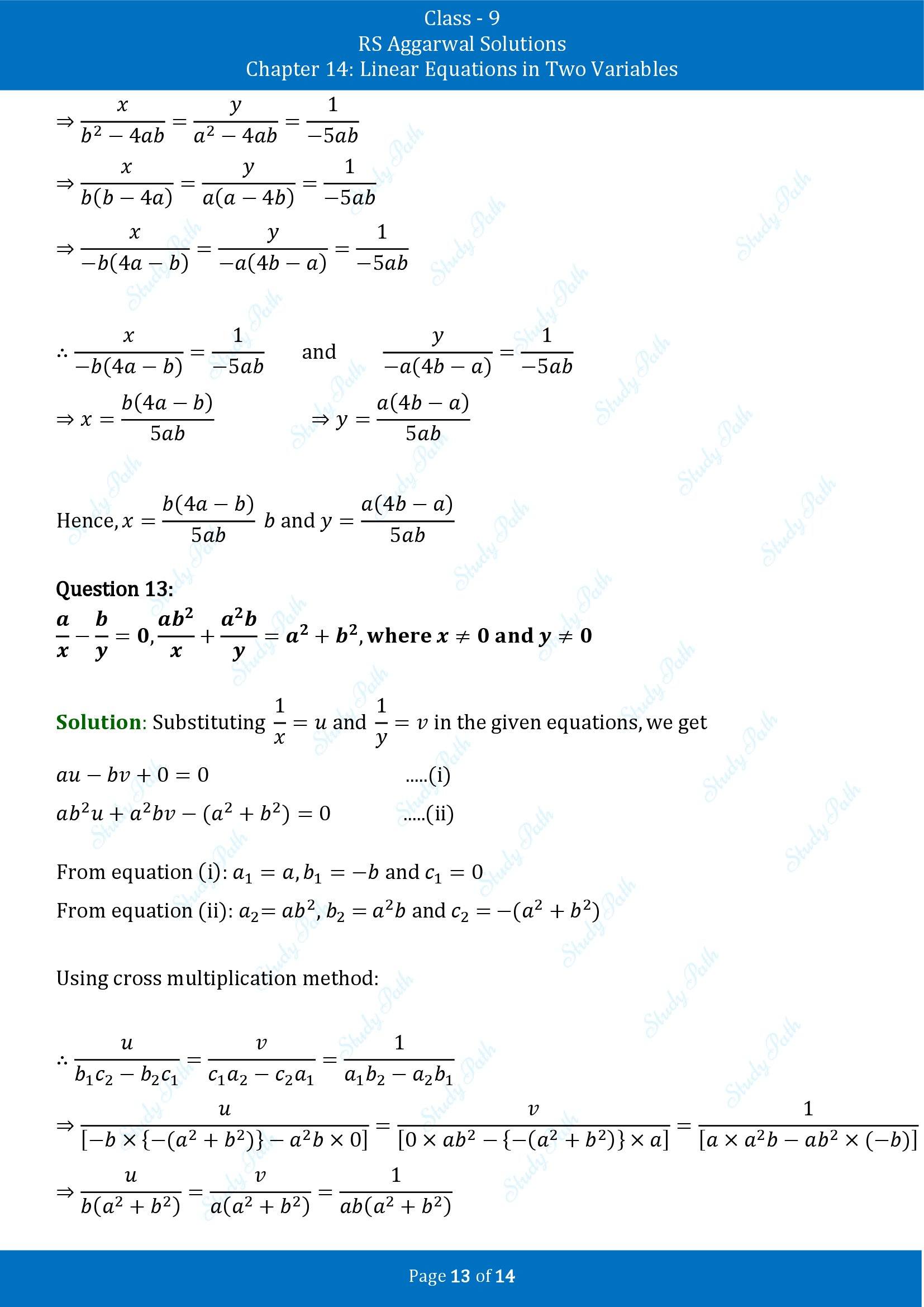 RS Aggarwal Solutions Class 9 Chapter 14 Linear Equations in Two Variables Exercise 14E 00013