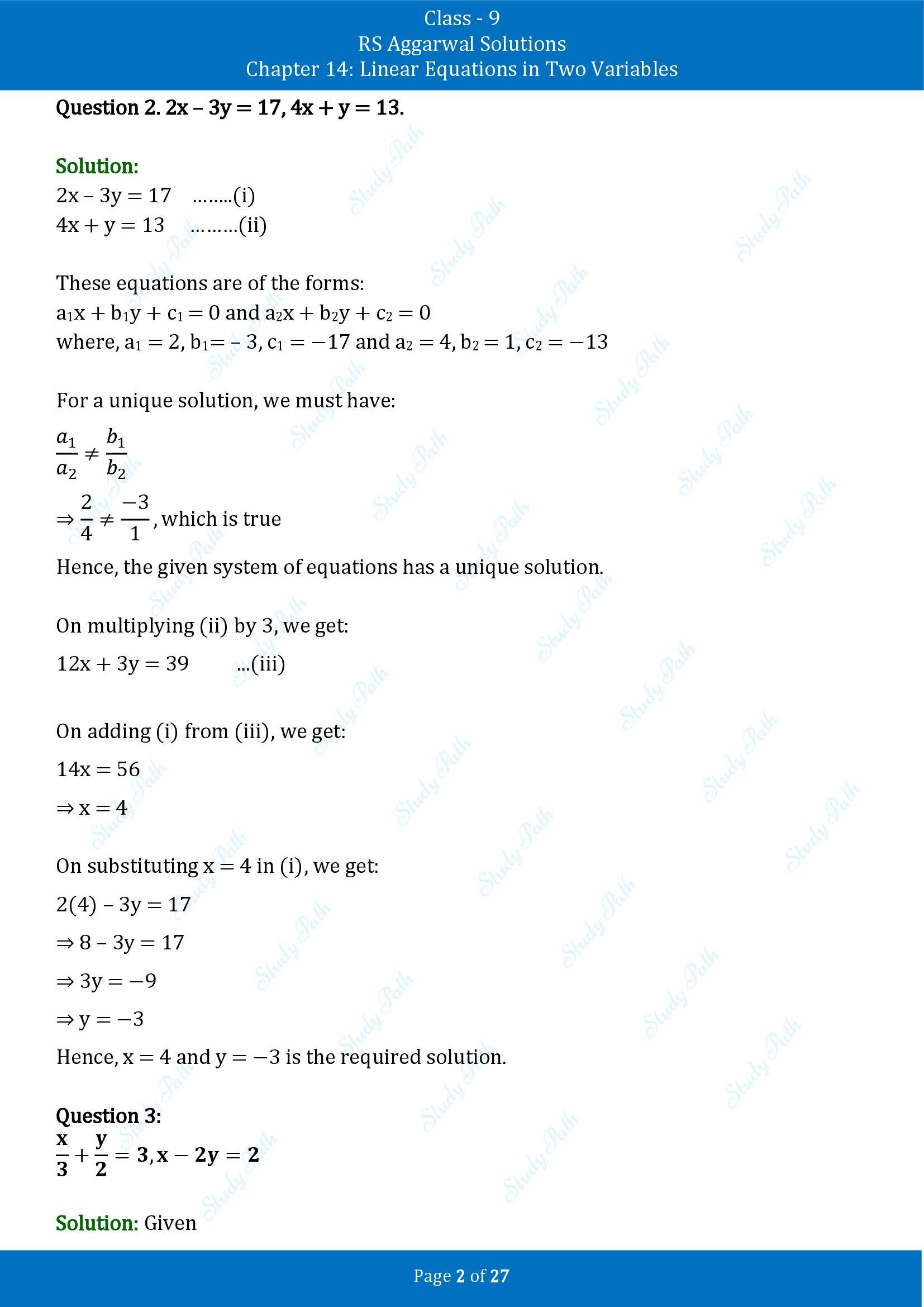 RS Aggarwal Solutions Class 9 Chapter 14 Linear Equations in Two Variables Exercise 14F 00002