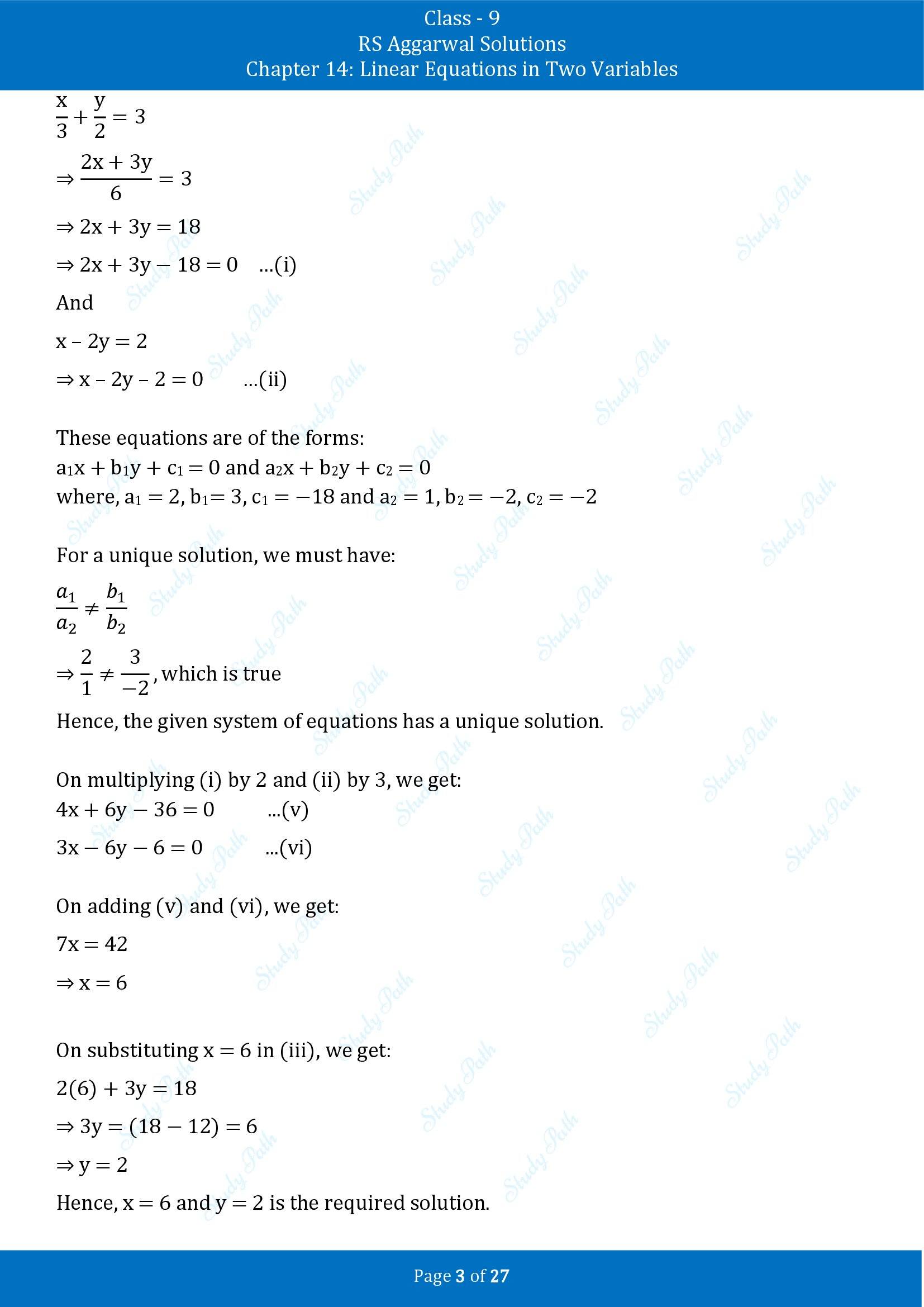 RS Aggarwal Solutions Class 9 Chapter 14 Linear Equations in Two Variables Exercise 14F 00003