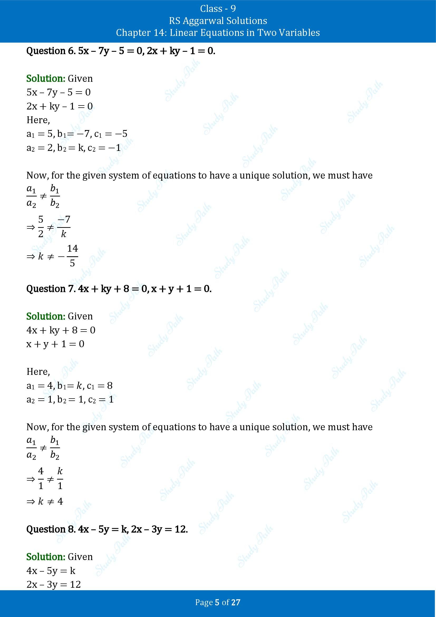 RS Aggarwal Solutions Class 9 Chapter 14 Linear Equations in Two Variables Exercise 14F 00005