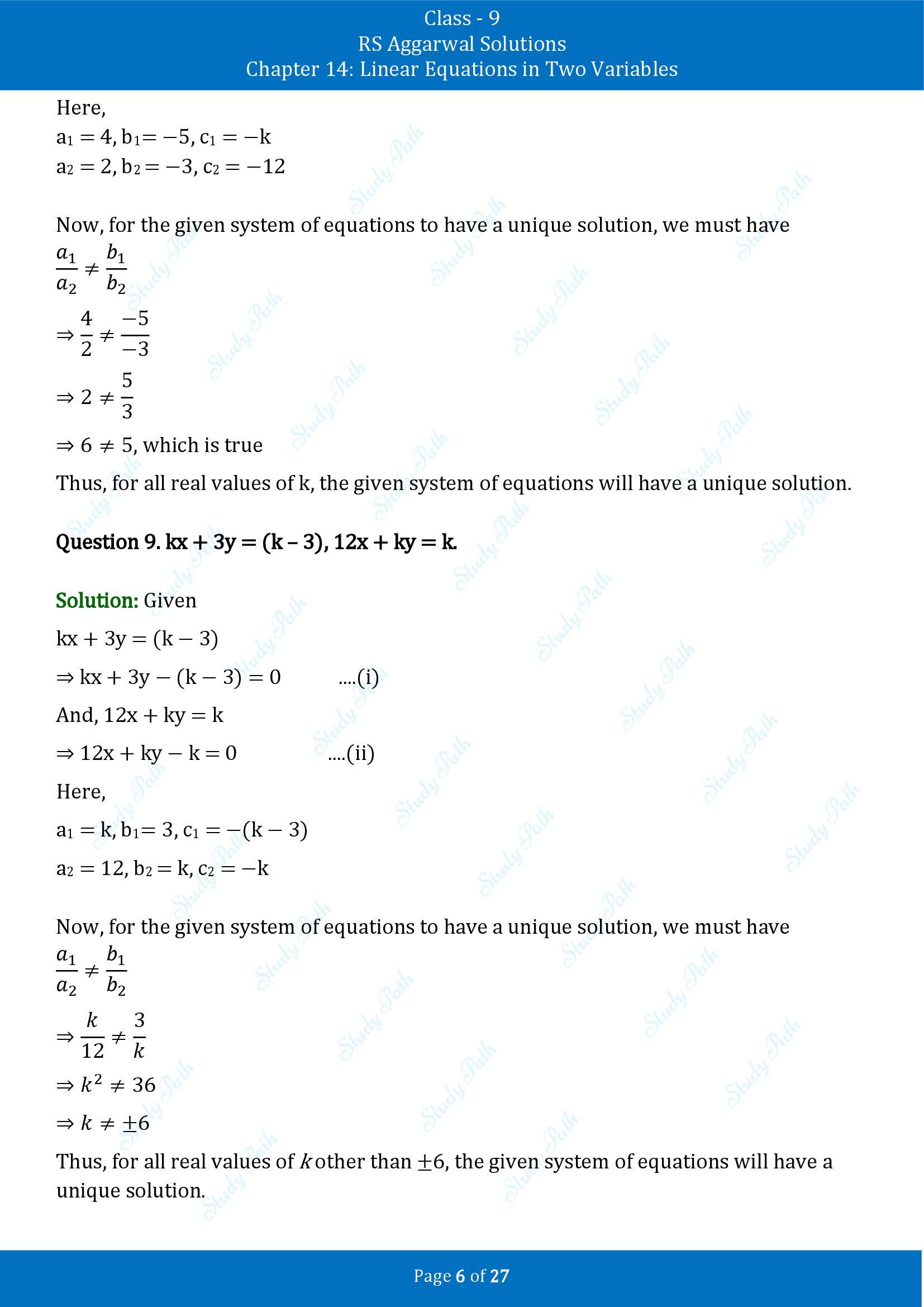 RS Aggarwal Solutions Class 9 Chapter 14 Linear Equations in Two Variables Exercise 14F 00006