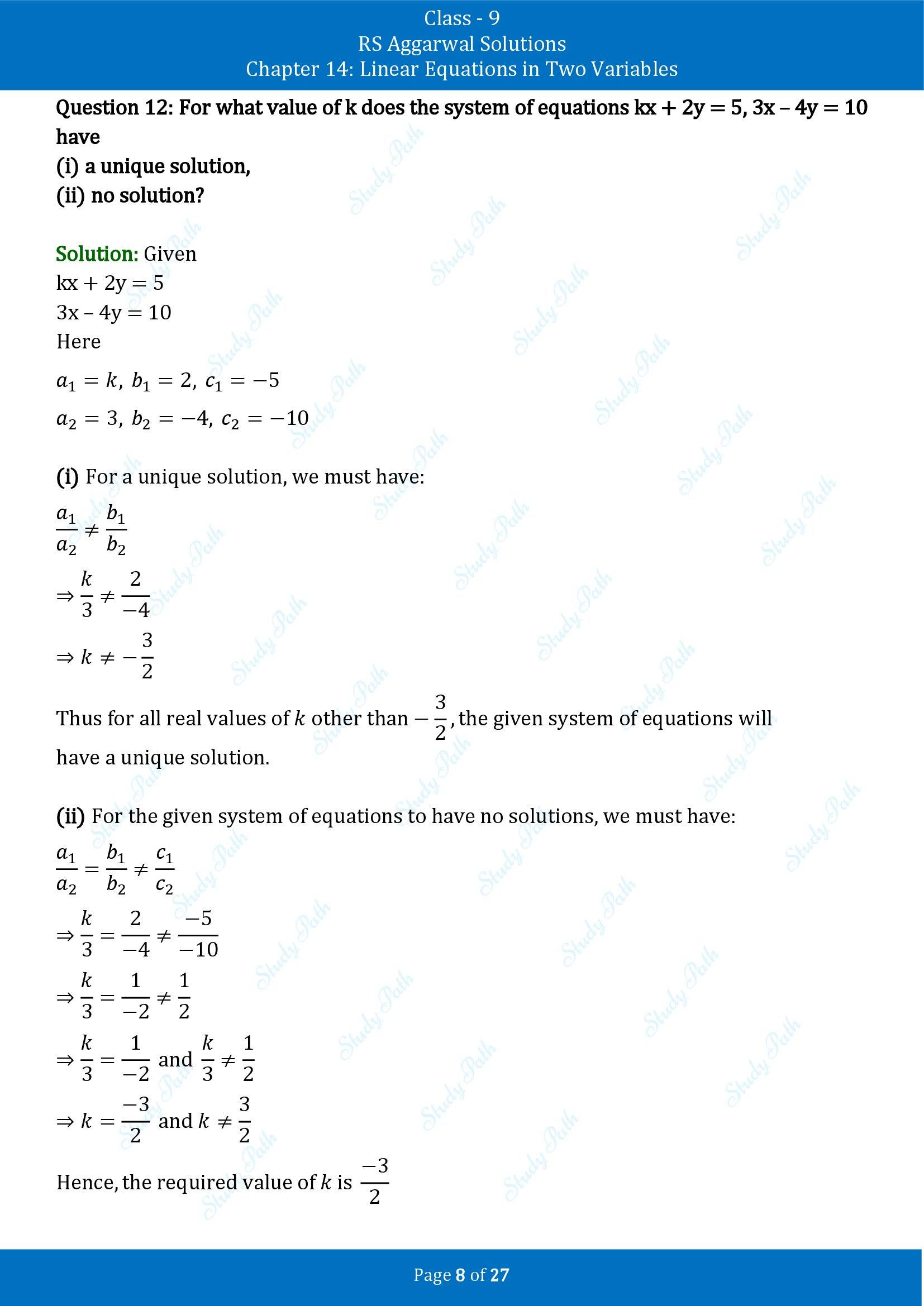 RS Aggarwal Solutions Class 9 Chapter 14 Linear Equations in Two Variables Exercise 14F 00008