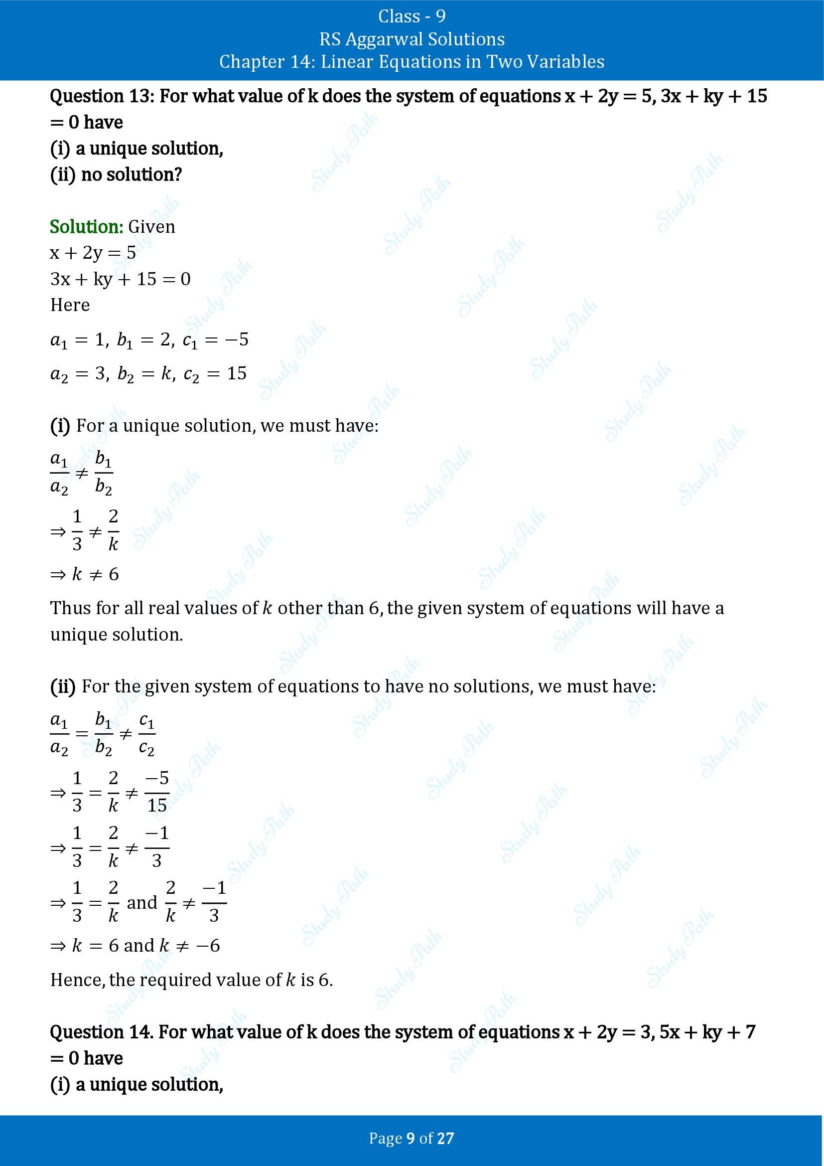 RS Aggarwal Solutions Class 9 Chapter 14 Linear Equations in Two Variables Exercise 14F 00009