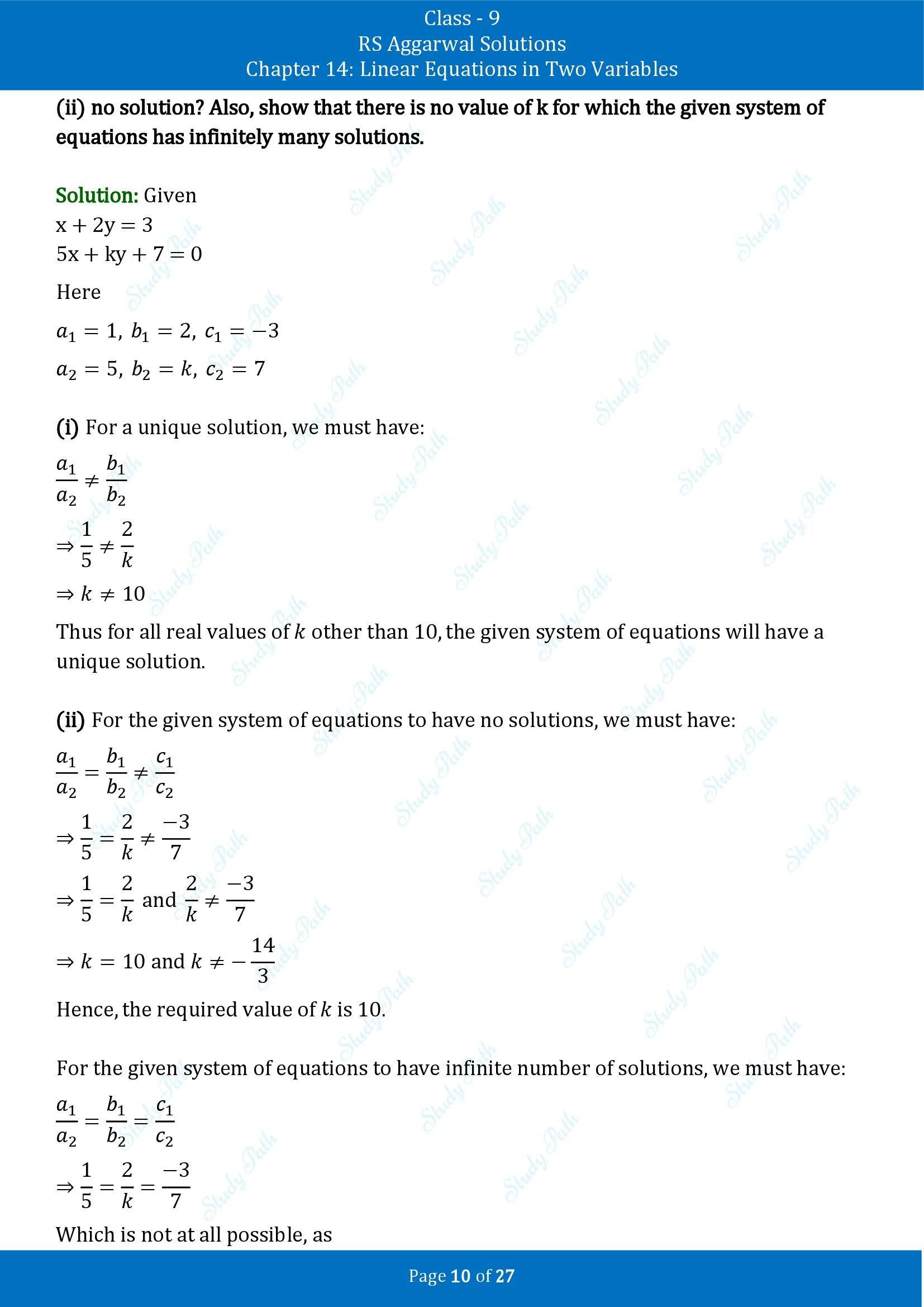 RS Aggarwal Solutions Class 9 Chapter 14 Linear Equations in Two Variables Exercise 14F 00010