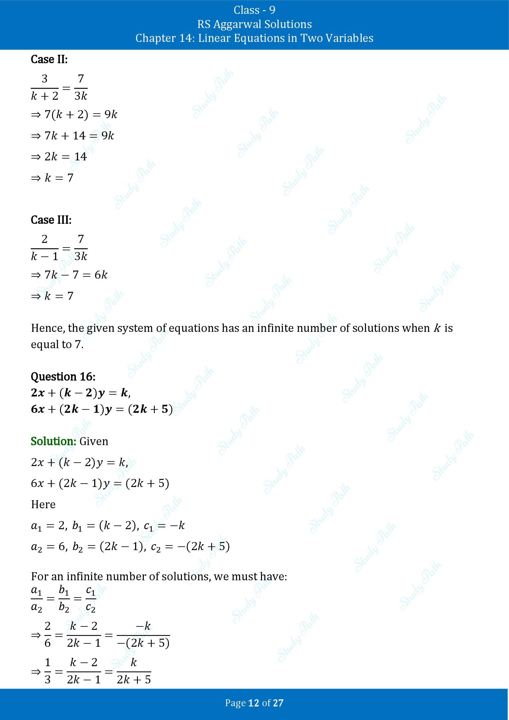 RS Aggarwal Solutions Class 9 Chapter 14 Linear Equations in Two Variables Exercise 14F 00012