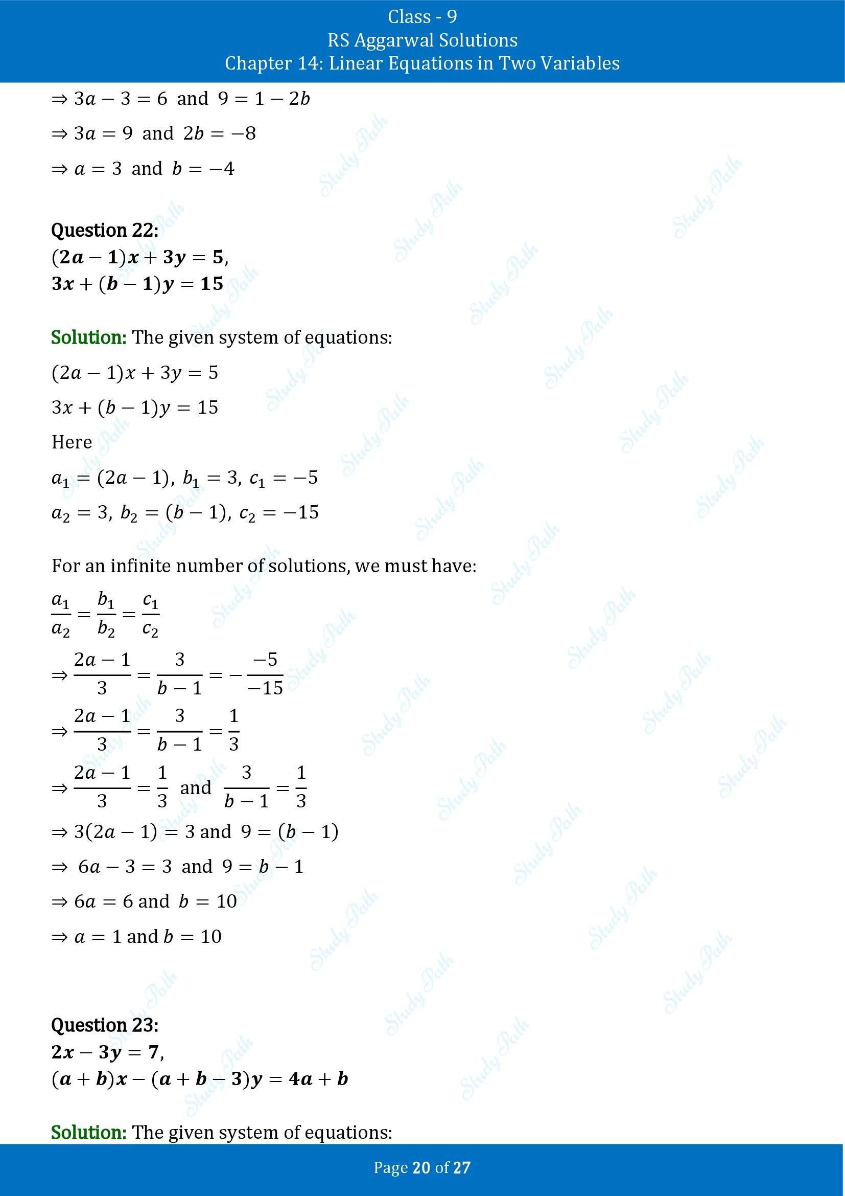 RS Aggarwal Solutions Class 9 Chapter 14 Linear Equations in Two Variables Exercise 14F 00020