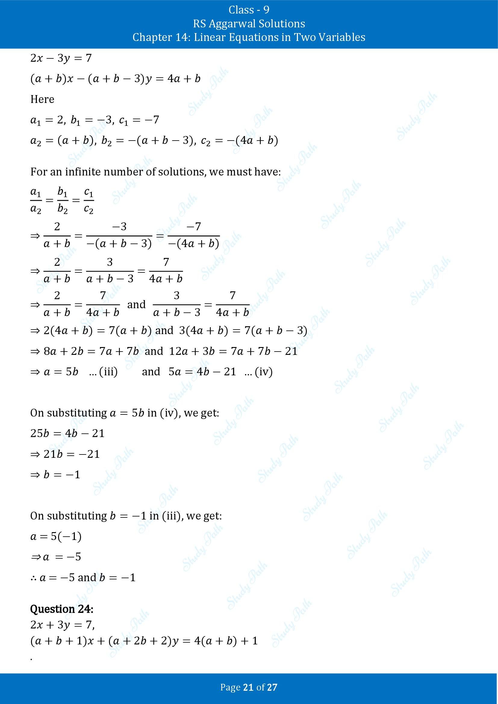 RS Aggarwal Solutions Class 9 Chapter 14 Linear Equations in Two Variables Exercise 14F 00021