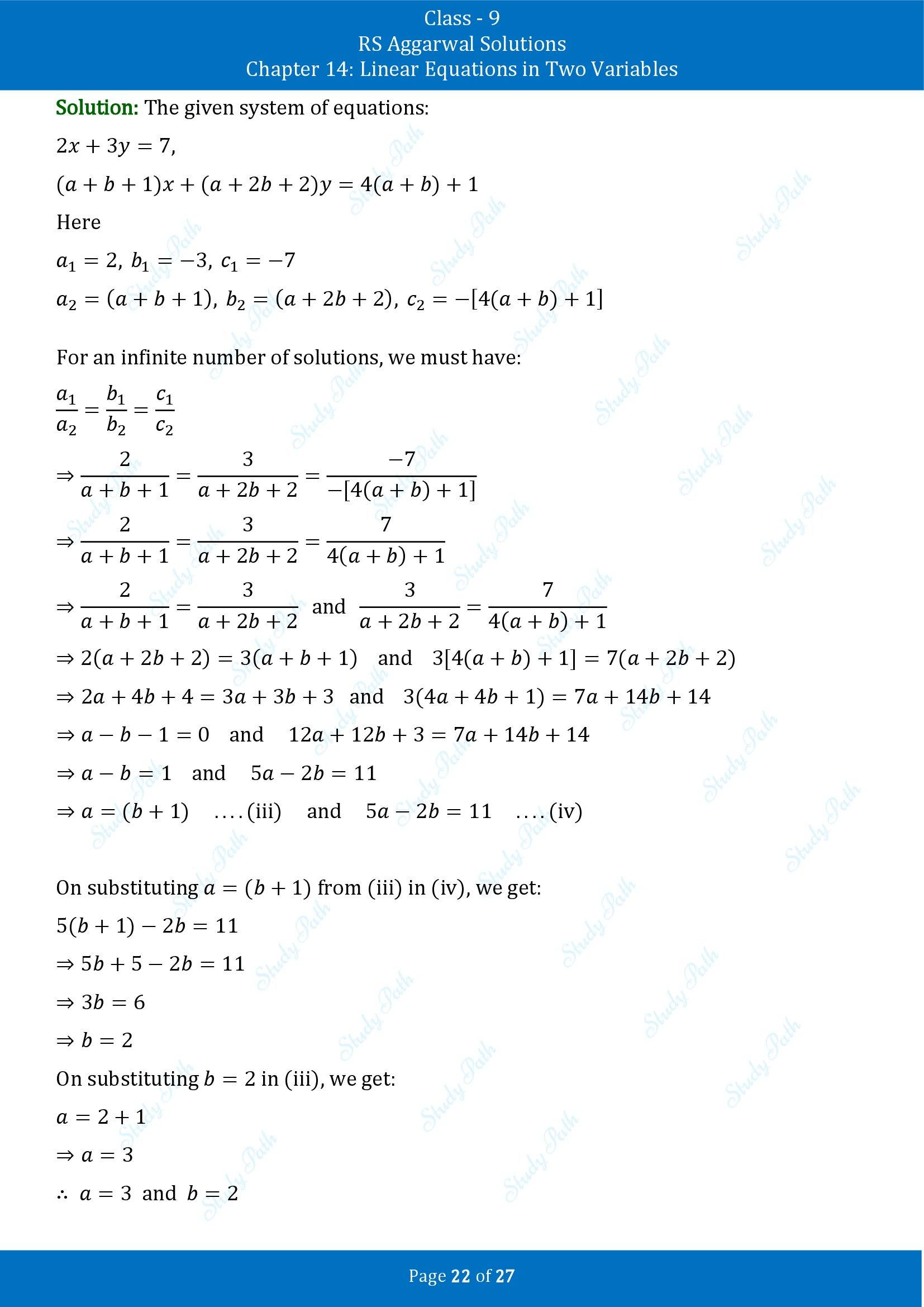 RS Aggarwal Solutions Class 9 Chapter 14 Linear Equations in Two Variables Exercise 14F 00022