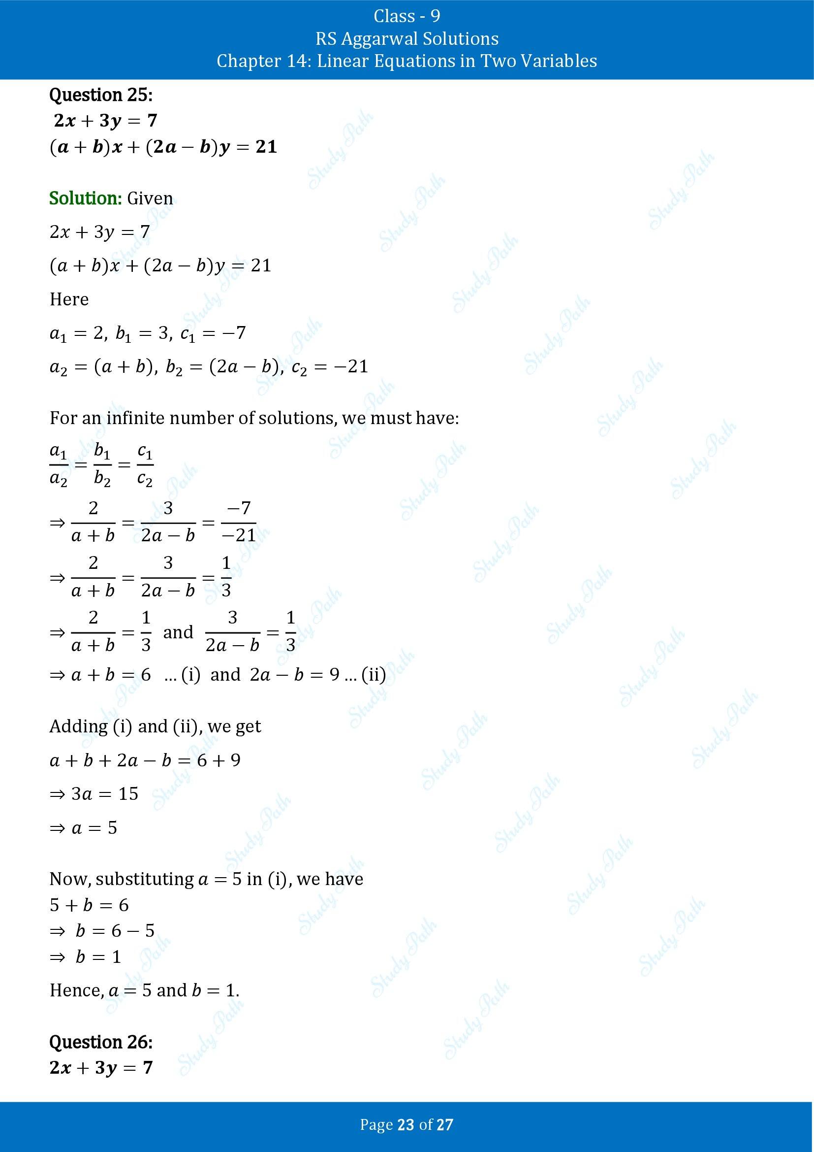 RS Aggarwal Solutions Class 9 Chapter 14 Linear Equations in Two Variables Exercise 14F 00023