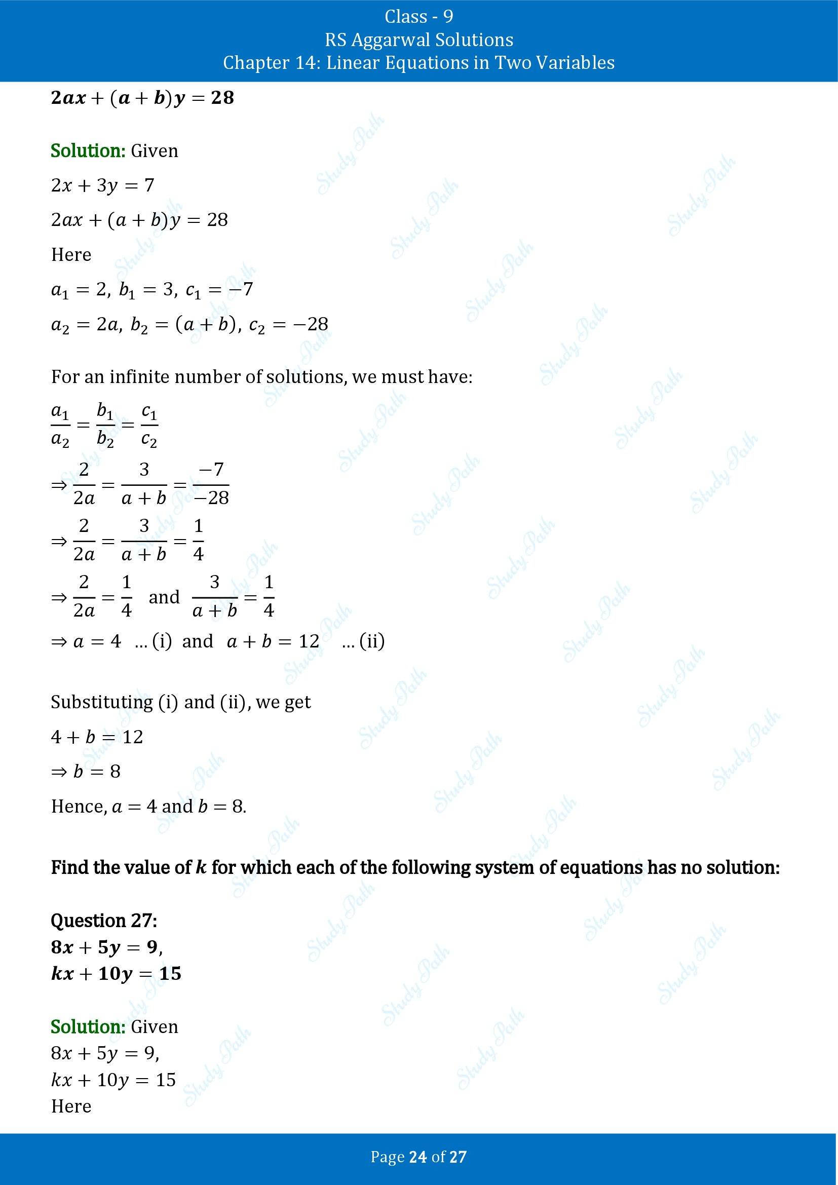 RS Aggarwal Solutions Class 9 Chapter 14 Linear Equations in Two Variables Exercise 14F 00024