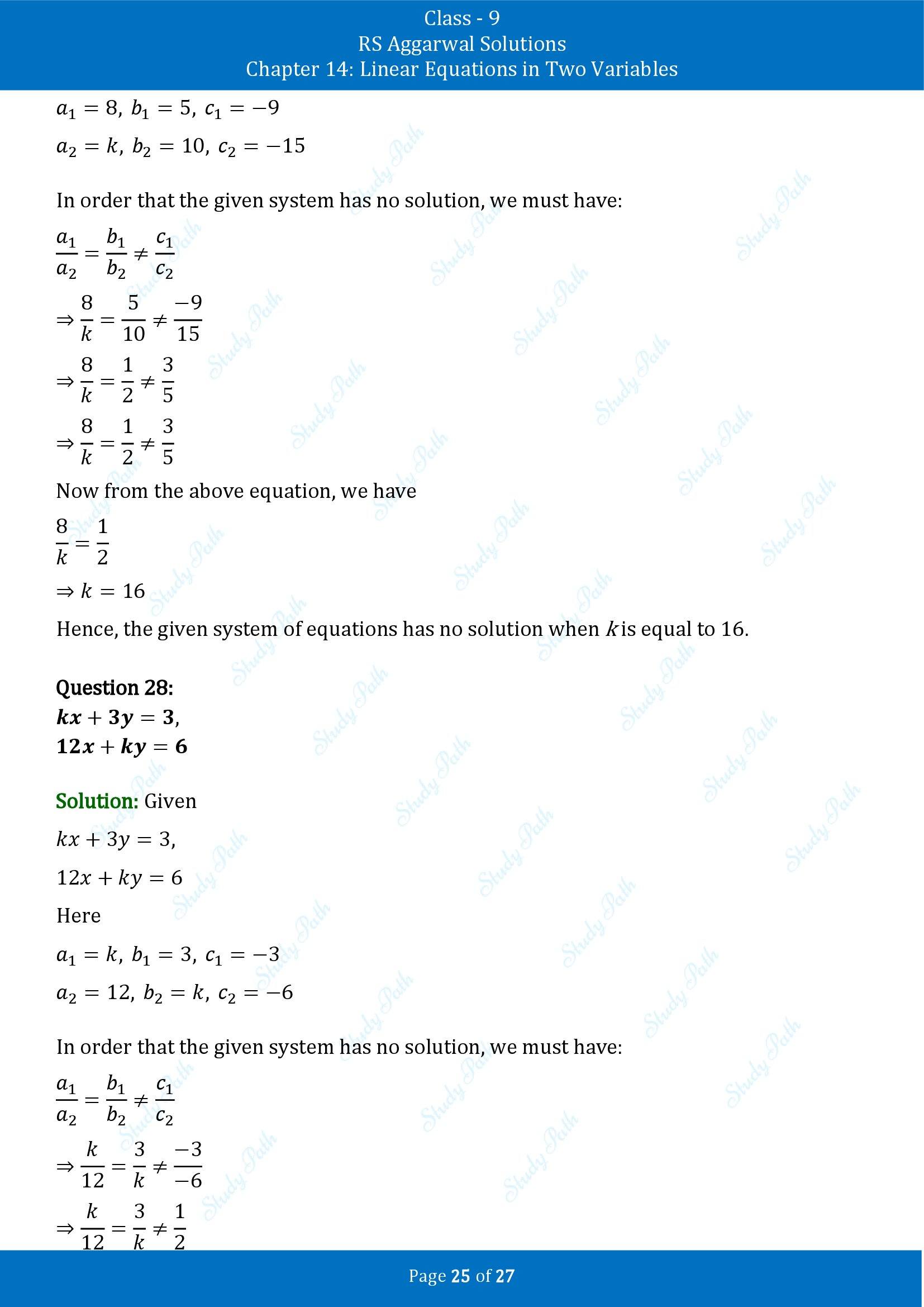 RS Aggarwal Solutions Class 9 Chapter 14 Linear Equations in Two Variables Exercise 14F 00025