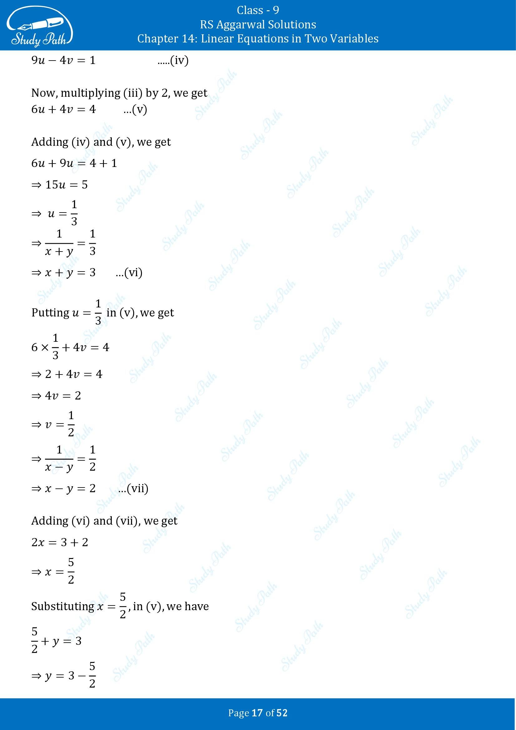 RS Aggarwal Solutions Class 9 Chapter 14 Linear Equations in Two Variables Multiple Choice Questions MCQs 00017