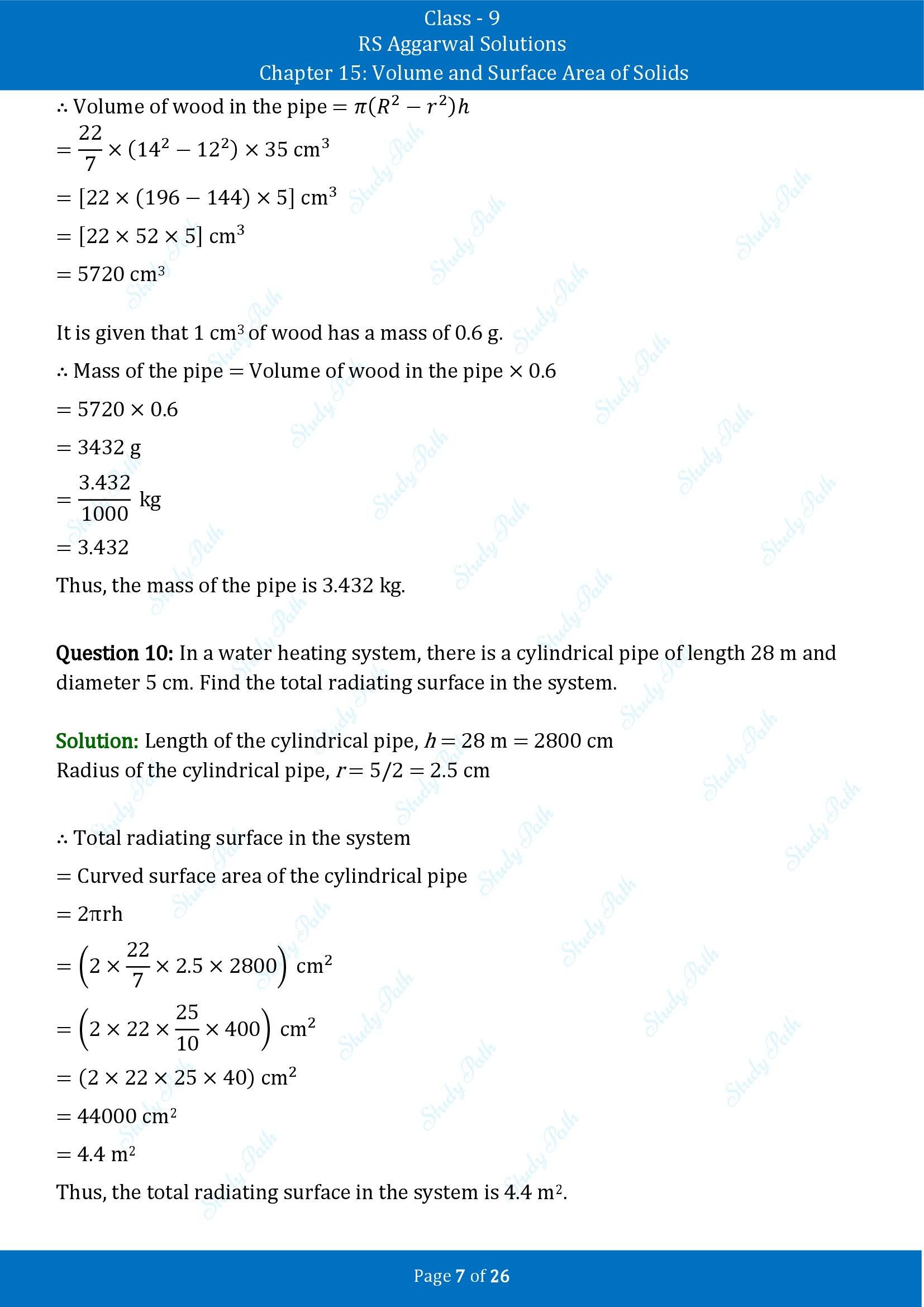 RS Aggarwal Solutions Class 9 Chapter 15 Volume and Surface Area of Solids Exercise 15B 00007