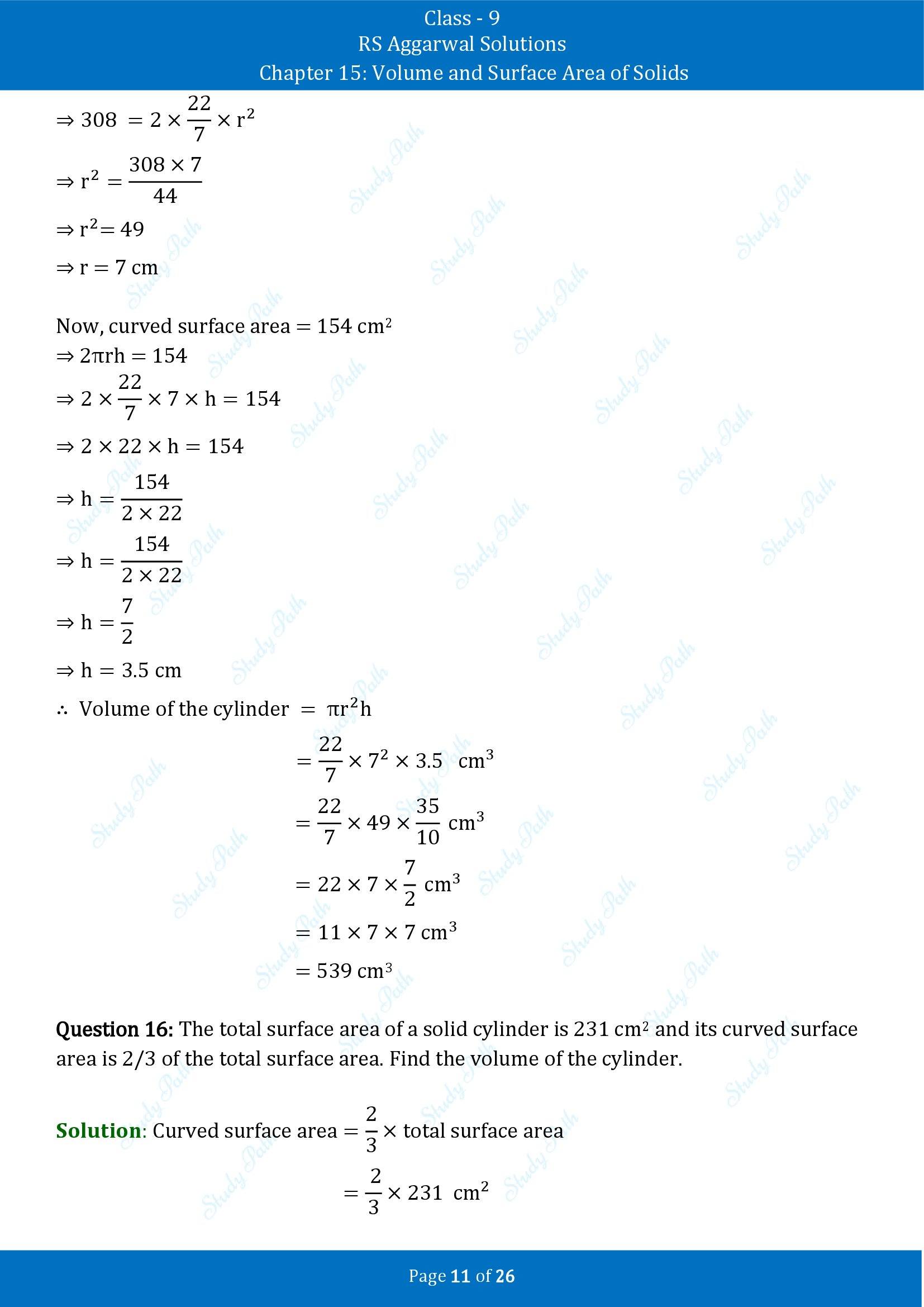 RS Aggarwal Solutions Class 9 Chapter 15 Volume and Surface Area of Solids Exercise 15B 00011