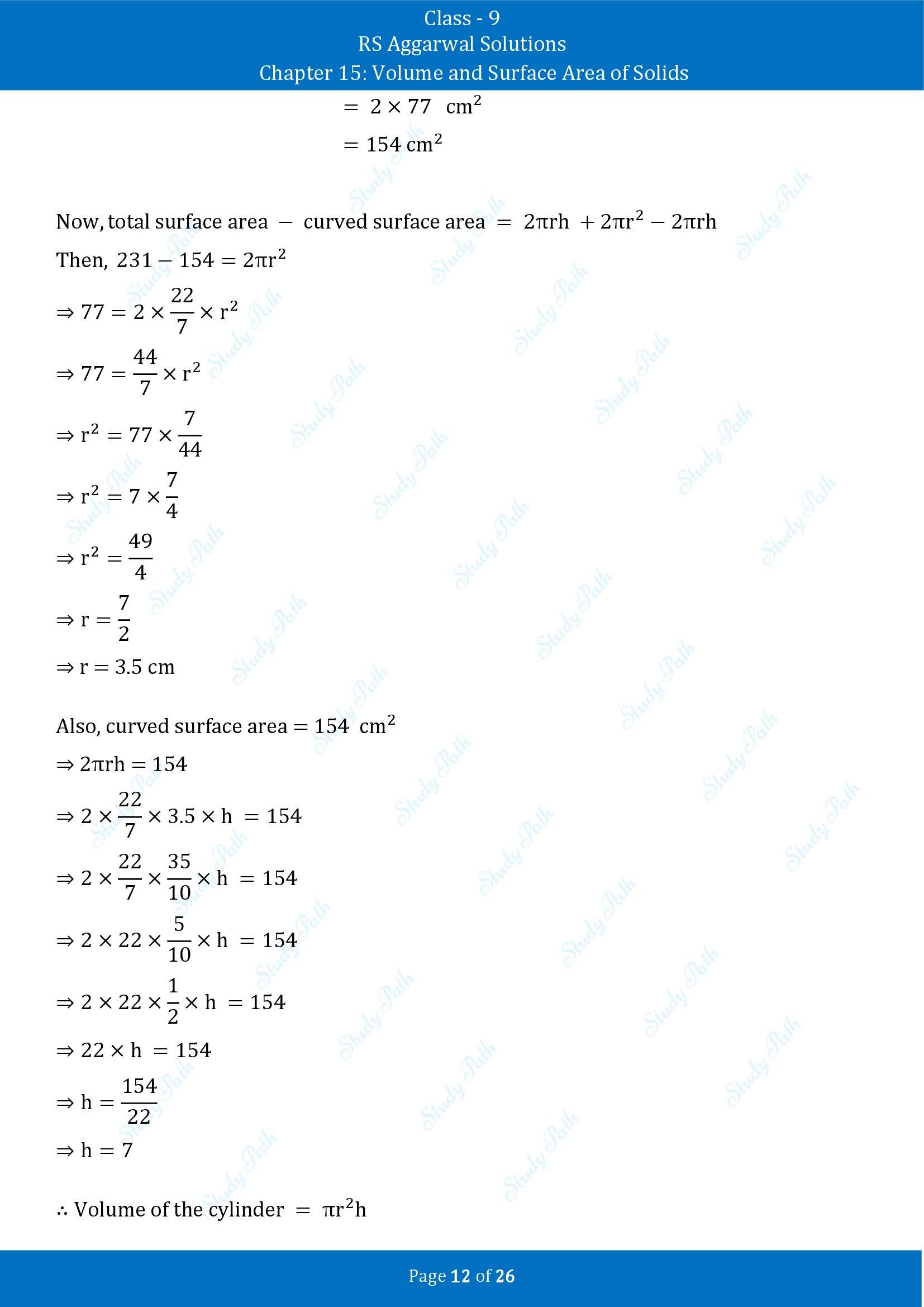 RS Aggarwal Solutions Class 9 Chapter 15 Volume and Surface Area of Solids Exercise 15B 00012