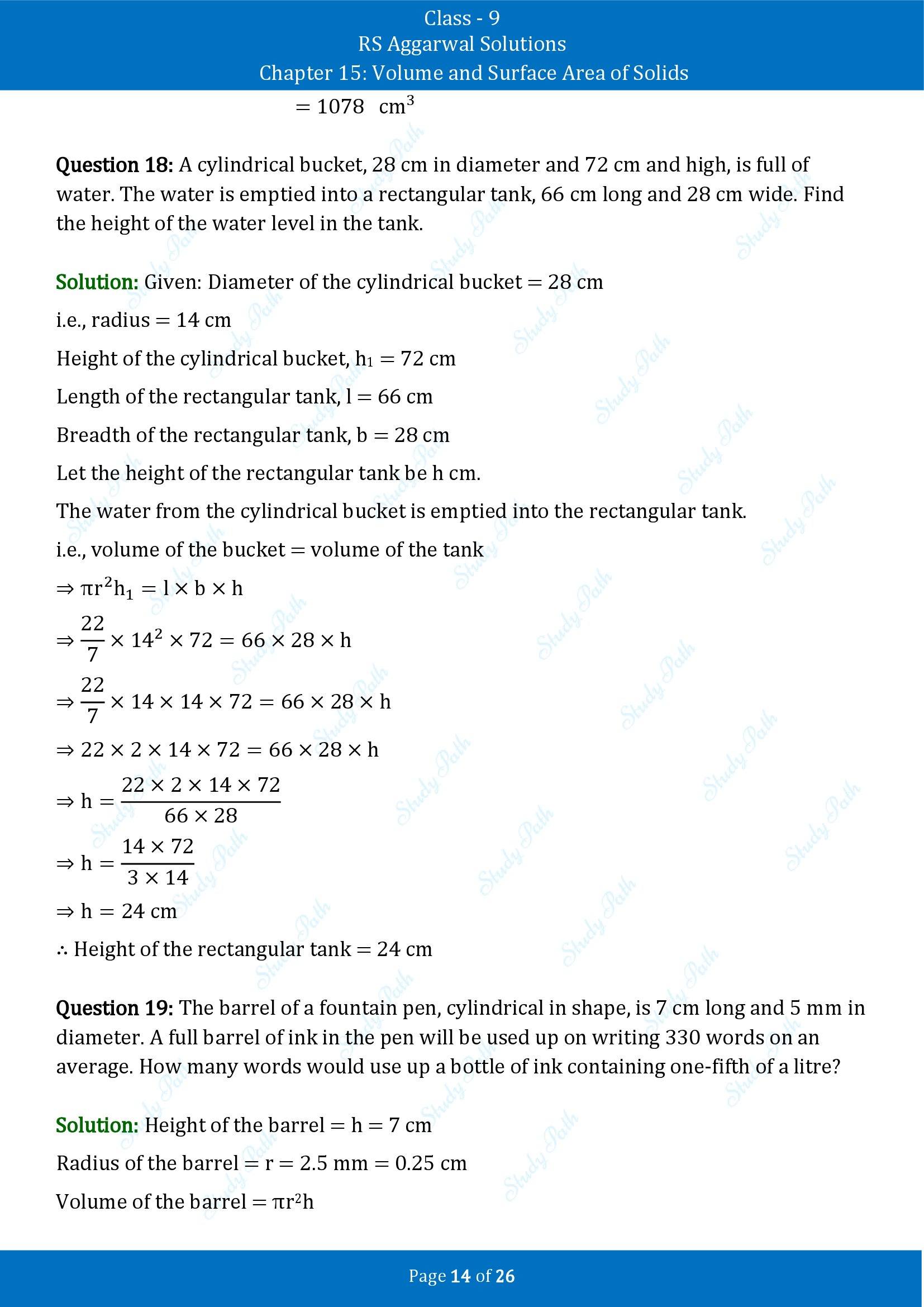 RS Aggarwal Solutions Class 9 Chapter 15 Volume and Surface Area of Solids Exercise 15B 00014