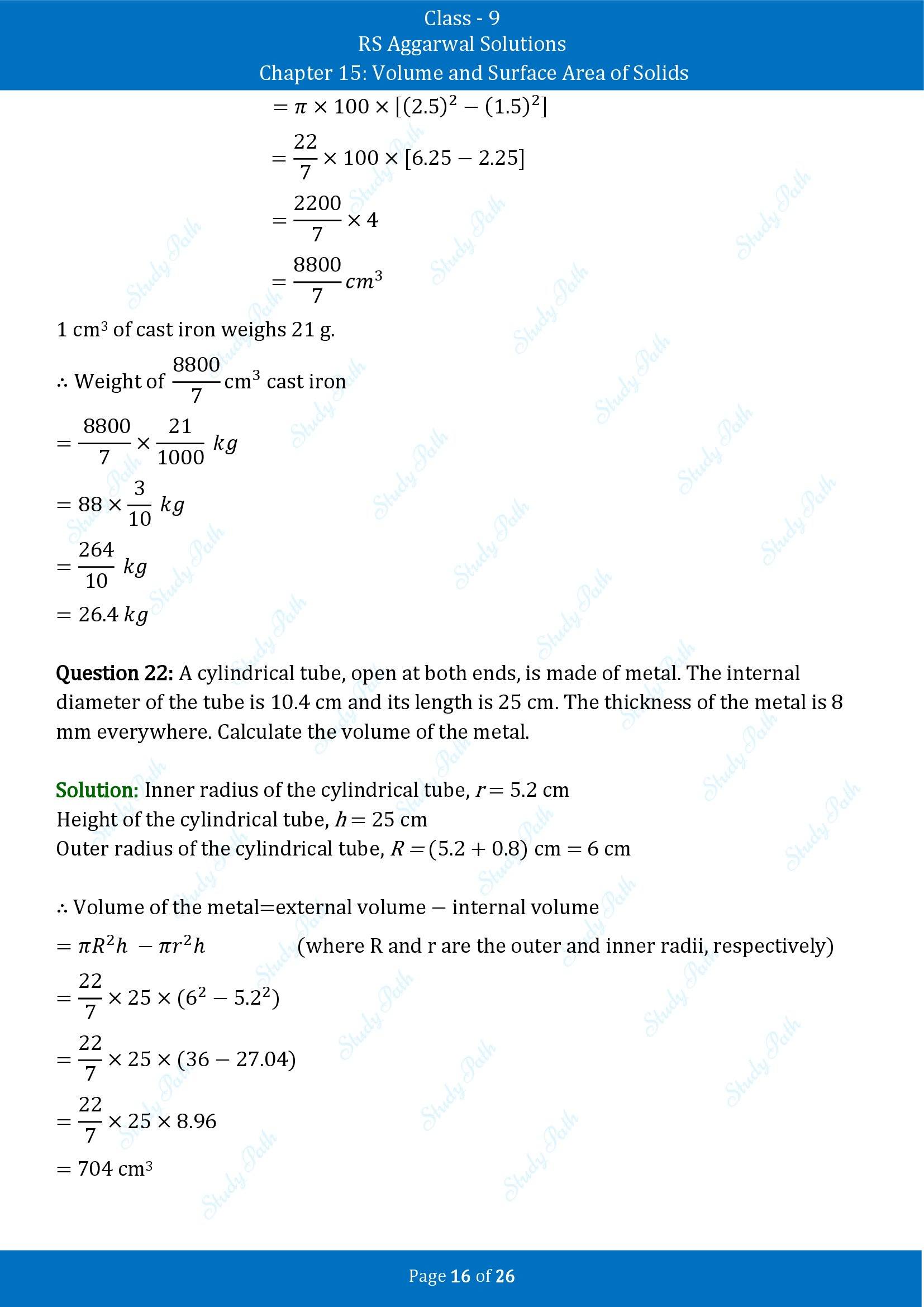 RS Aggarwal Solutions Class 9 Chapter 15 Volume and Surface Area of Solids Exercise 15B 00016