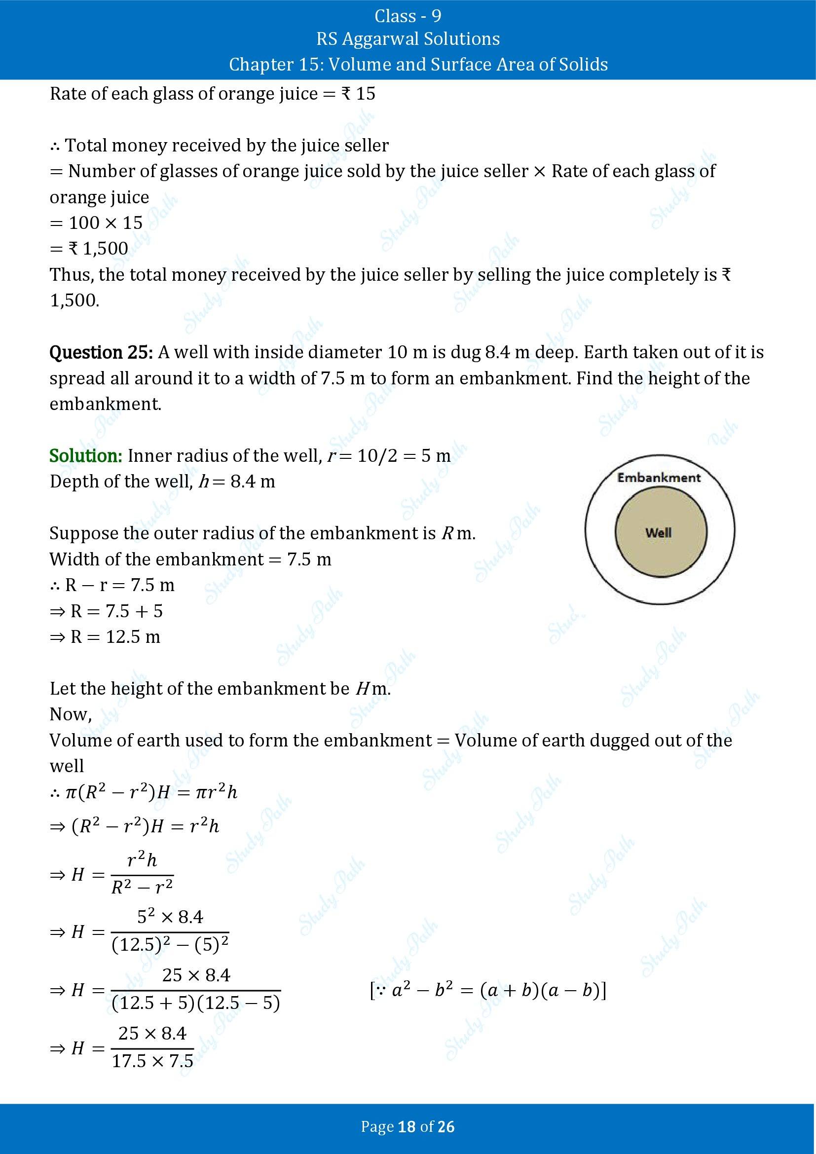 RS Aggarwal Solutions Class 9 Chapter 15 Volume and Surface Area of Solids Exercise 15B 00018