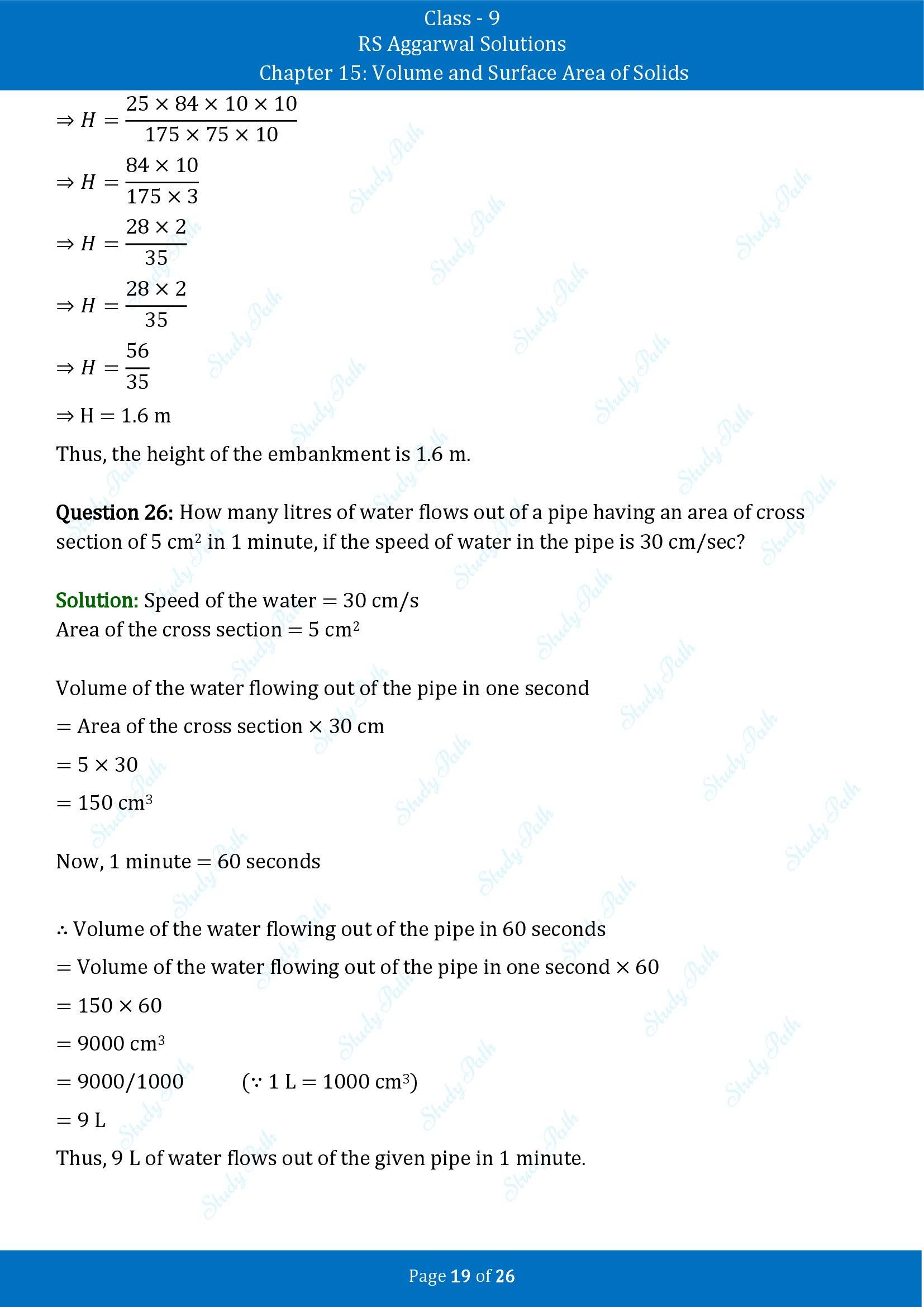 RS Aggarwal Solutions Class 9 Chapter 15 Volume and Surface Area of Solids Exercise 15B 00019