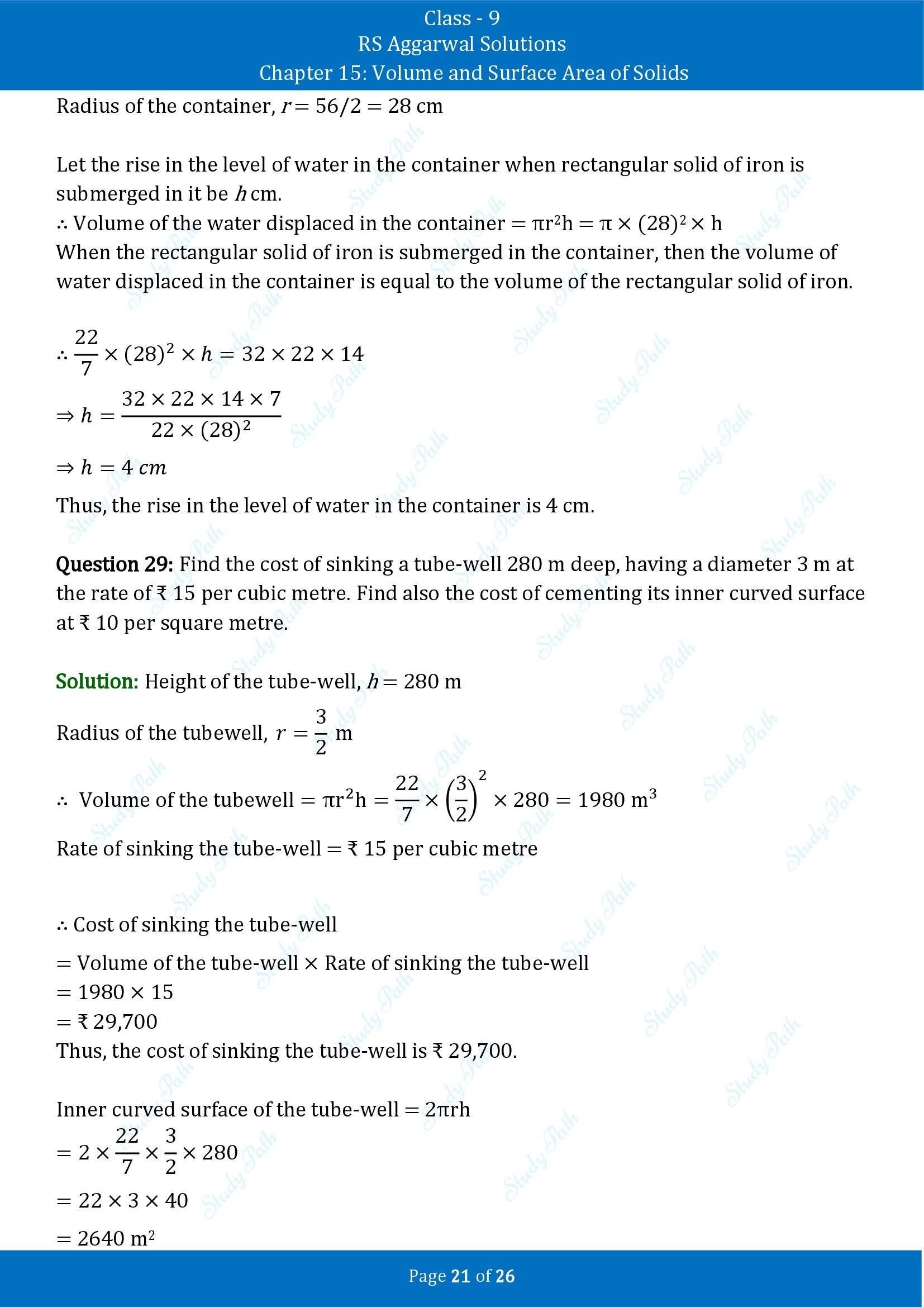 RS Aggarwal Solutions Class 9 Chapter 15 Volume and Surface Area of Solids Exercise 15B 00021