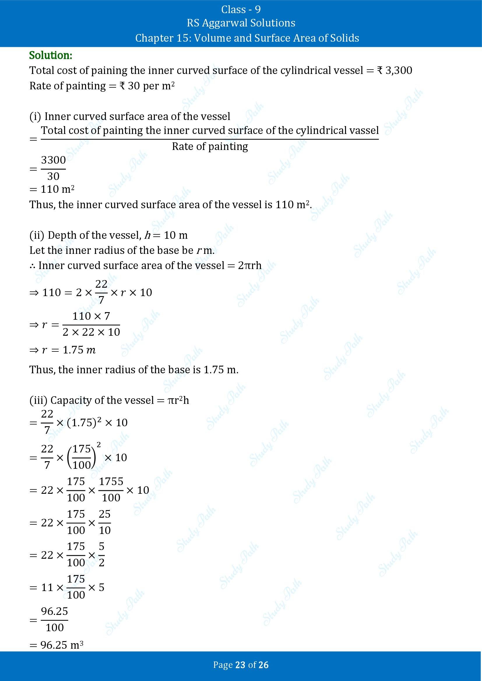 RS Aggarwal Solutions Class 9 Chapter 15 Volume and Surface Area of Solids Exercise 15B 00023