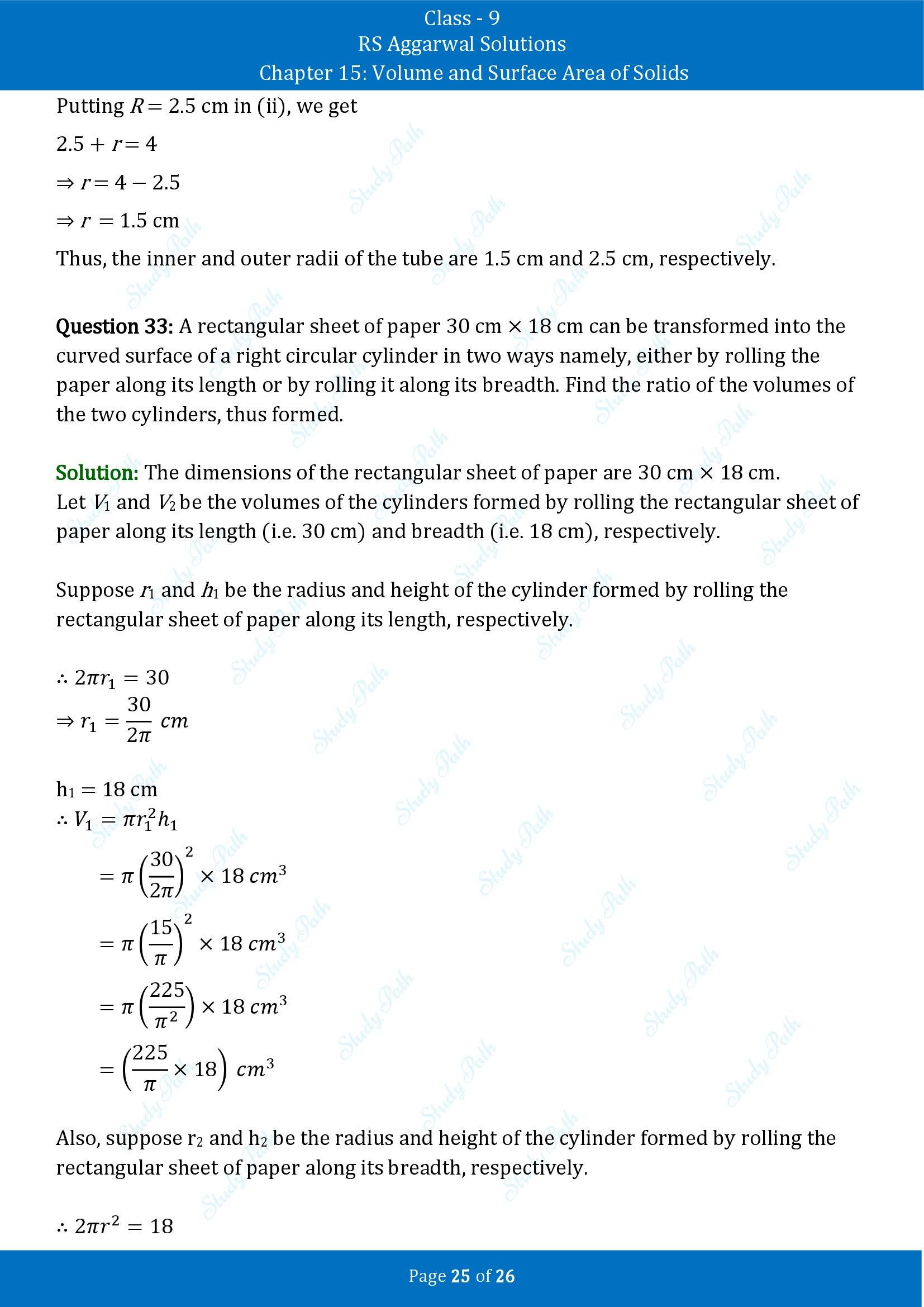 RS Aggarwal Solutions Class 9 Chapter 15 Volume and Surface Area of Solids Exercise 15B 00025