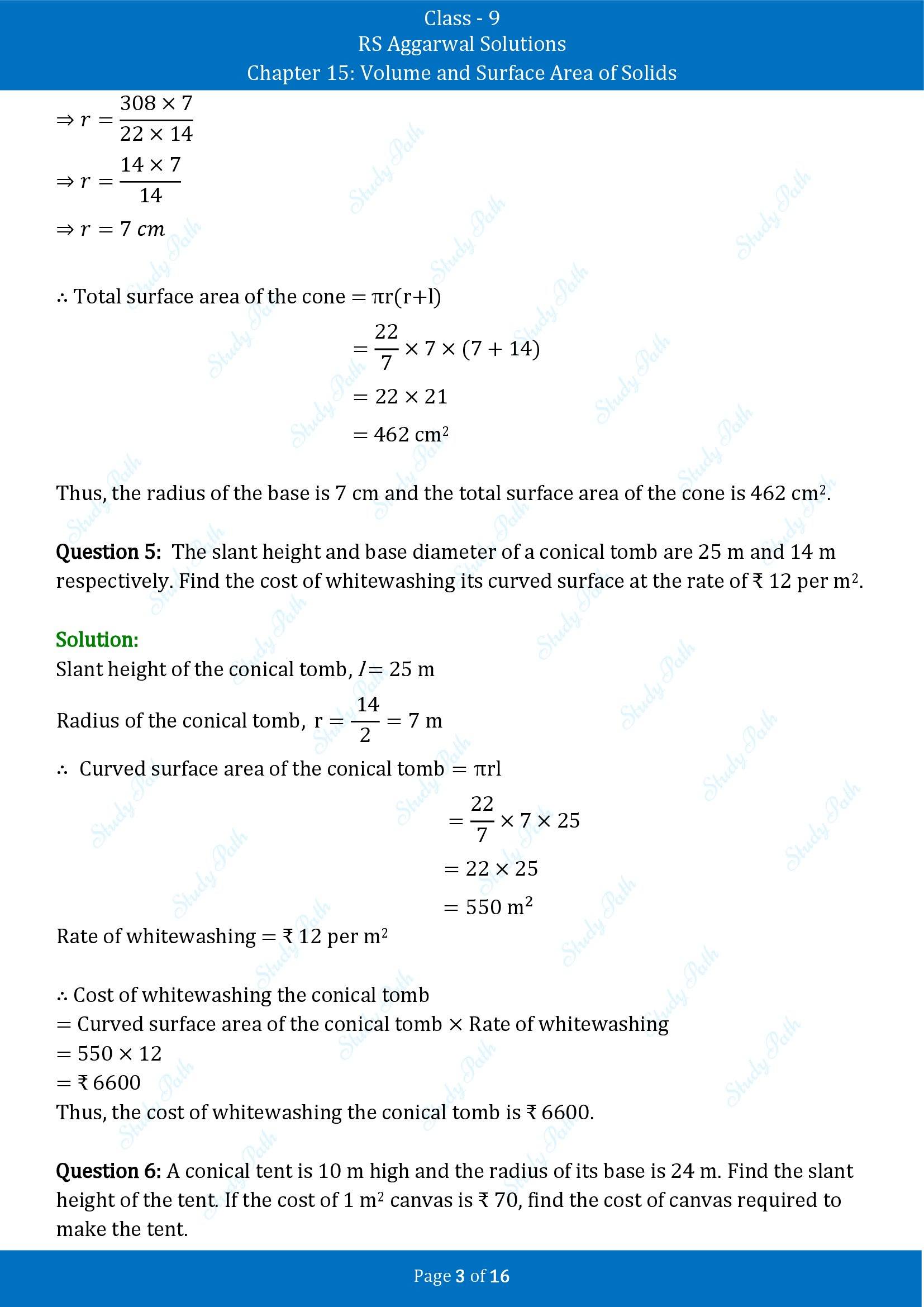 RS Aggarwal Solutions Class 9 Chapter 15 Volume and Surface Area of Solids Exercise 15C 00003