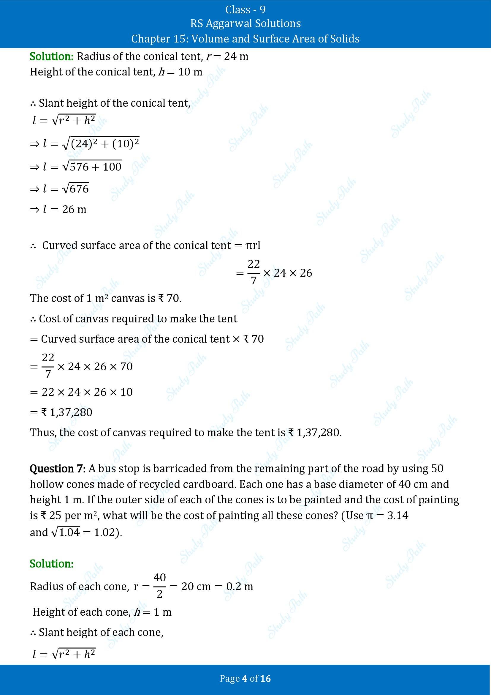 RS Aggarwal Solutions Class 9 Chapter 15 Volume and Surface Area of Solids Exercise 15C 00004