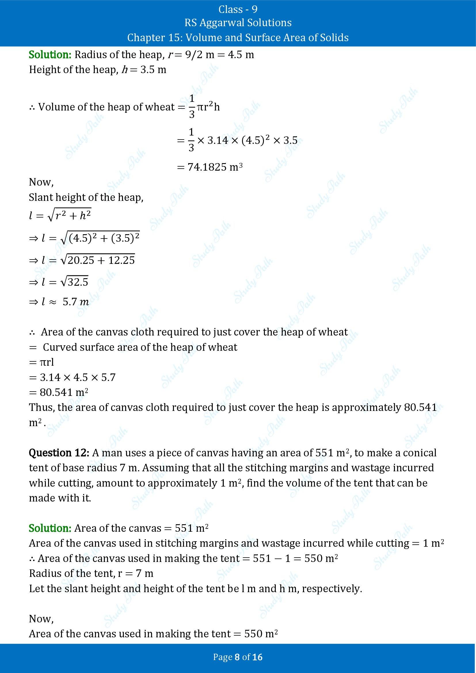 RS Aggarwal Solutions Class 9 Chapter 15 Volume and Surface Area of Solids Exercise 15C 00008