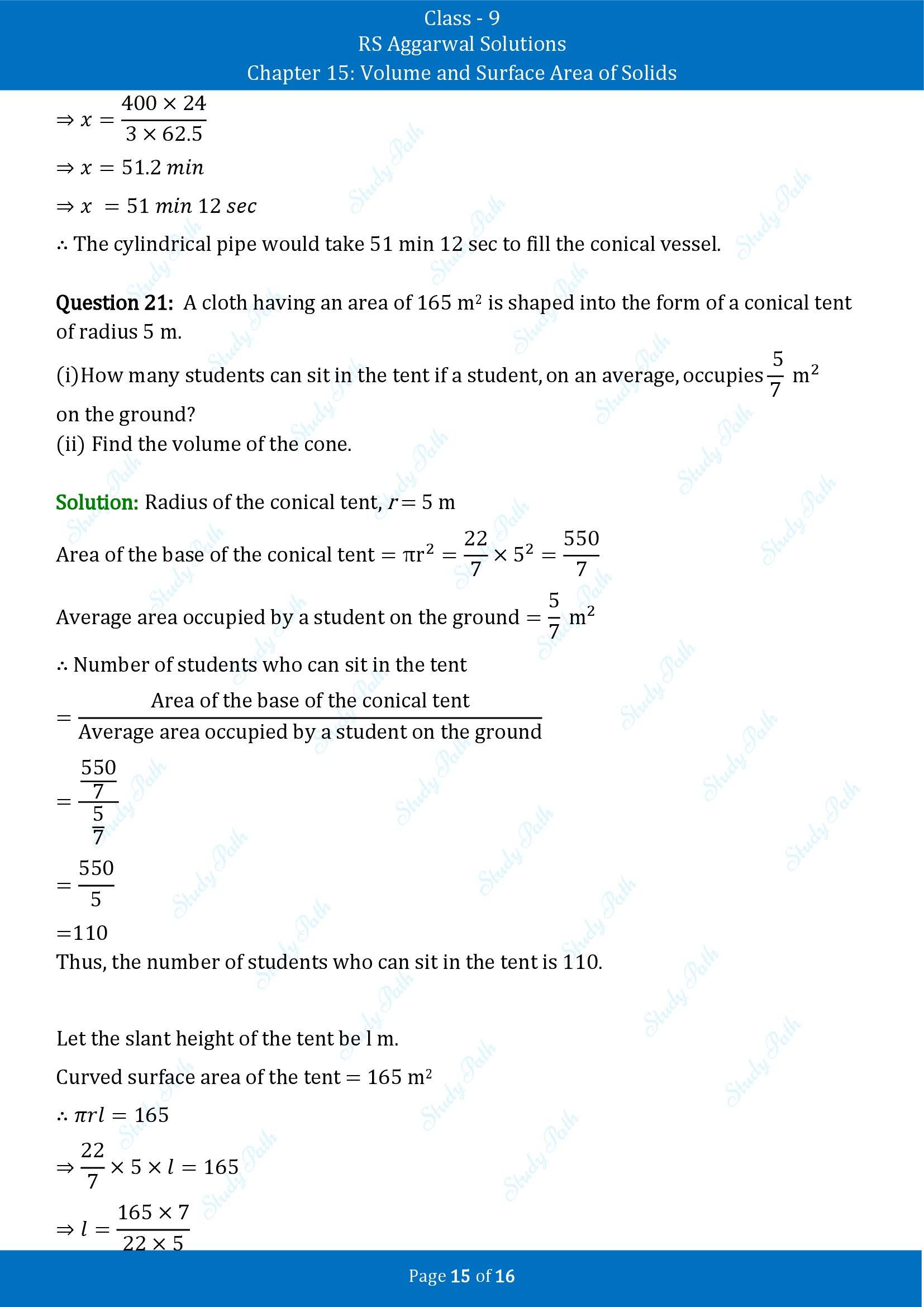 RS Aggarwal Solutions Class 9 Chapter 15 Volume and Surface Area of Solids Exercise 15C 00015