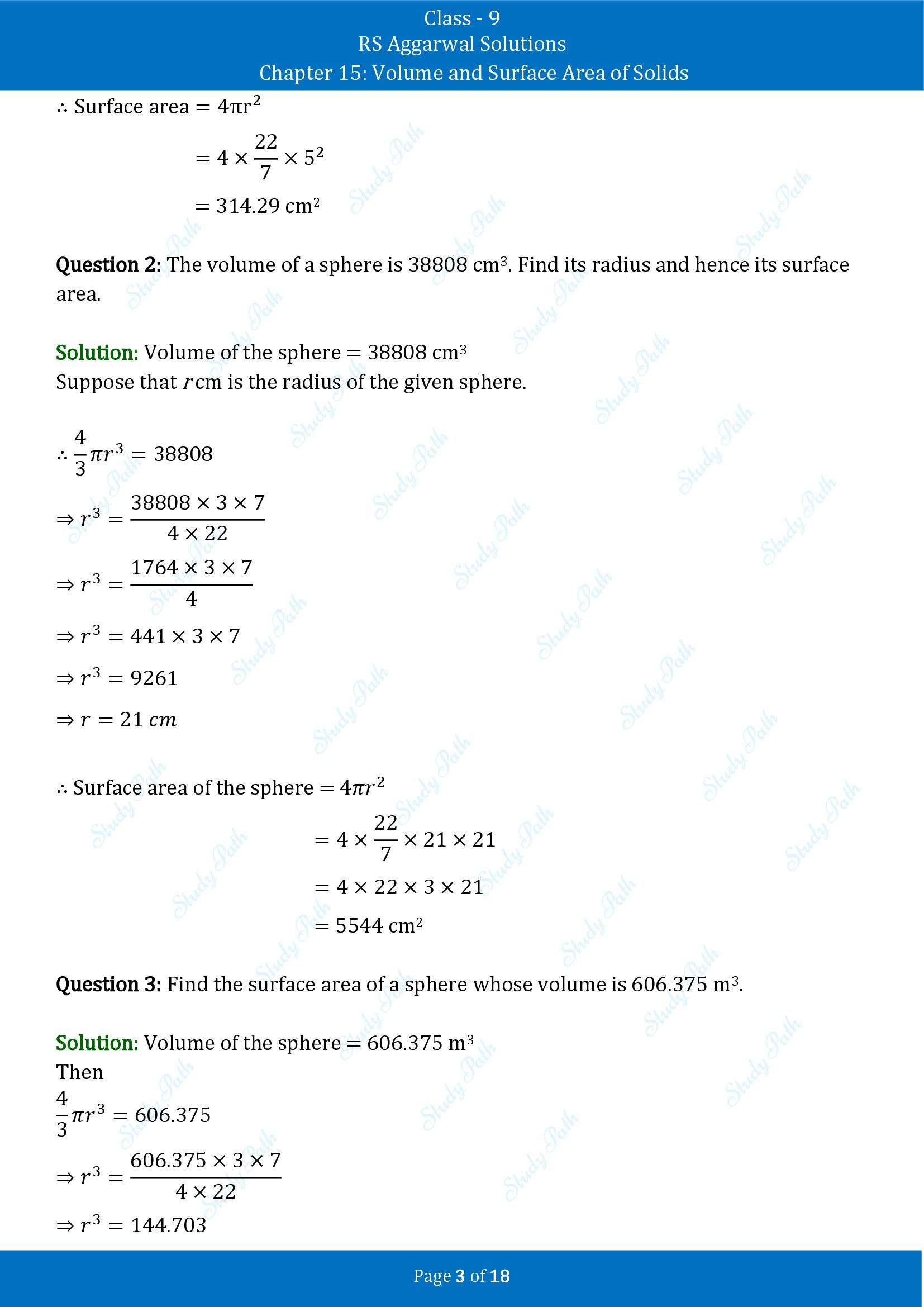 RS Aggarwal Solutions Class 9 Chapter 15 Volume and Surface Area of Solids Exercise 15D 00003