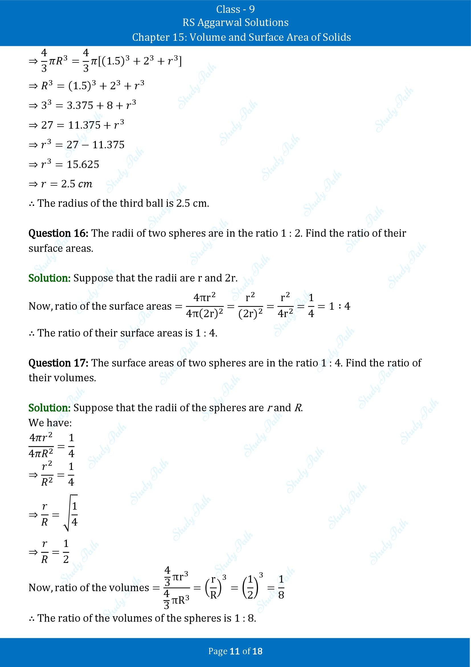 RS Aggarwal Solutions Class 9 Chapter 15 Volume and Surface Area of Solids Exercise 15D 00011