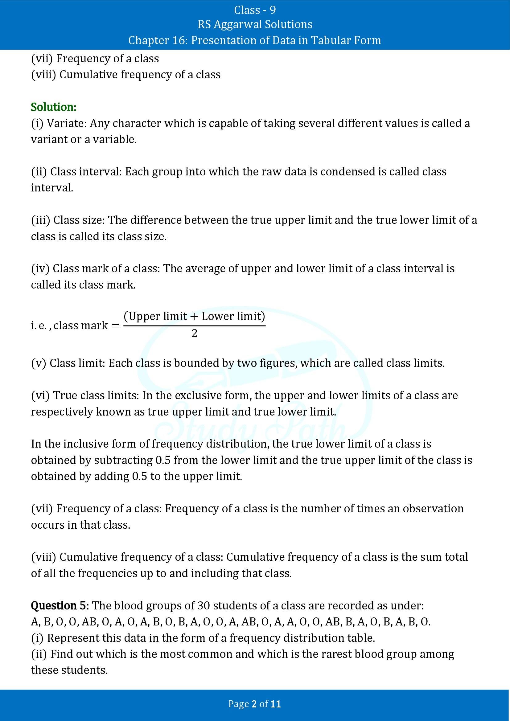 RS Aggarwal Solutions Class 9 Chapter 16 Presentation Of Data In Tabular Form Exercise 16 00002