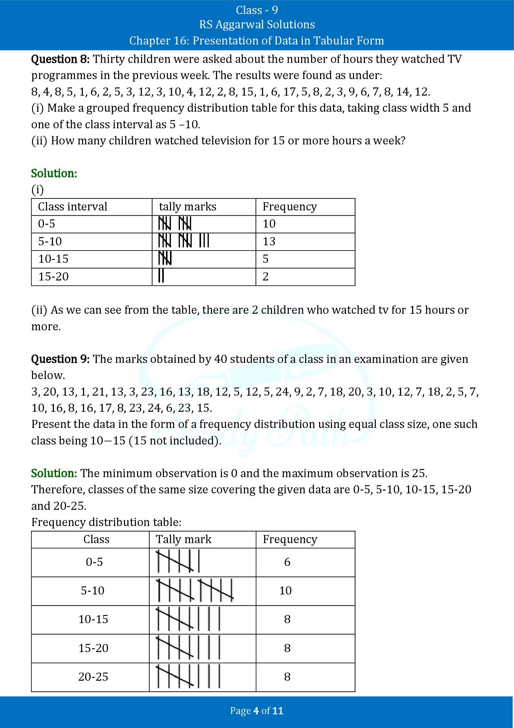 RS Aggarwal Solutions Class 9 Chapter 16 Presentation Of Data In Tabular Form Exercise 16 00004