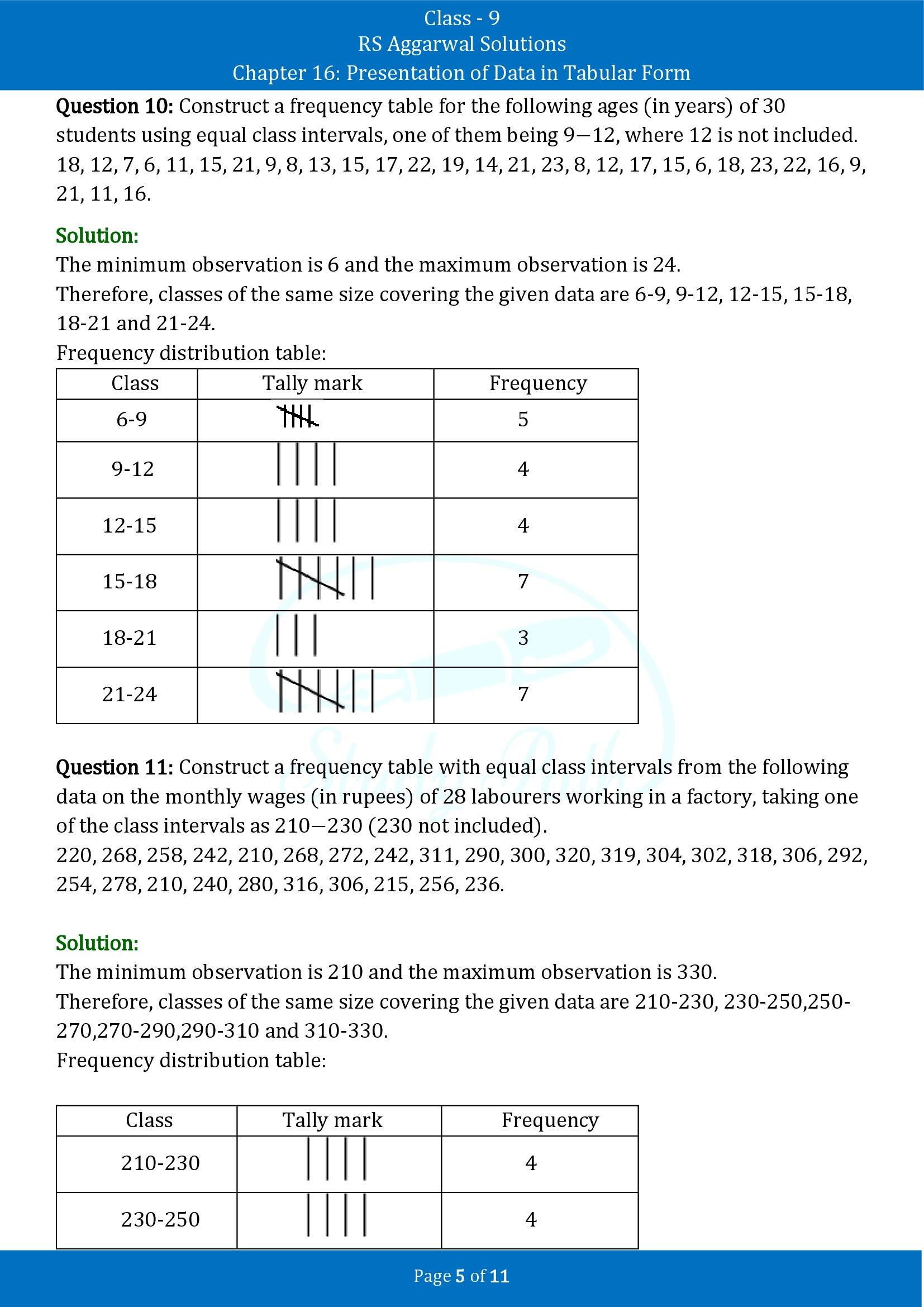 RS Aggarwal Solutions Class 9 Chapter 16 Presentation Of Data In Tabular Form Exercise 16 00005