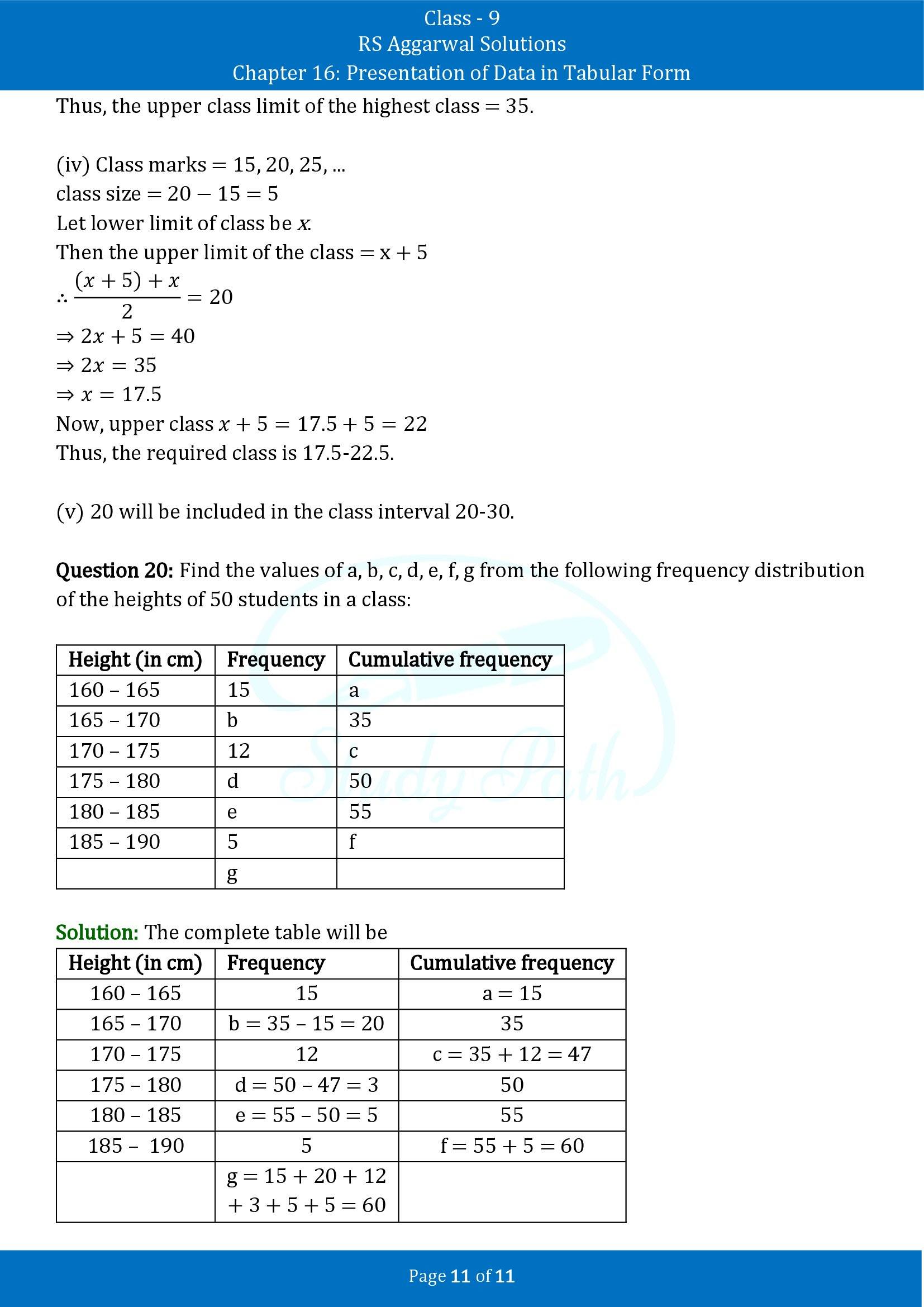 RS Aggarwal Solutions Class 9 Chapter 16 Presentation Of Data In Tabular Form Exercise 16 00011