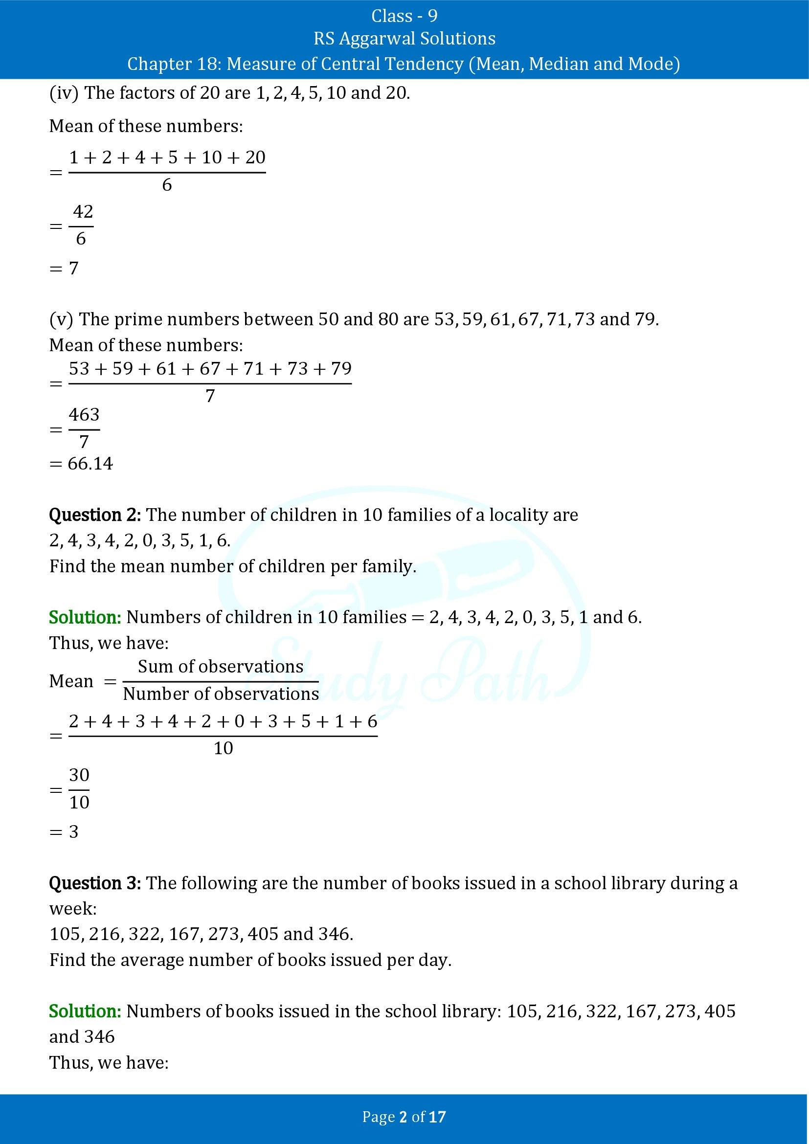 RS Aggarwal Solutions Class 9 Chapter 18 Measure of Central Tendency Mean Median and Mode Exercise 18A 00002