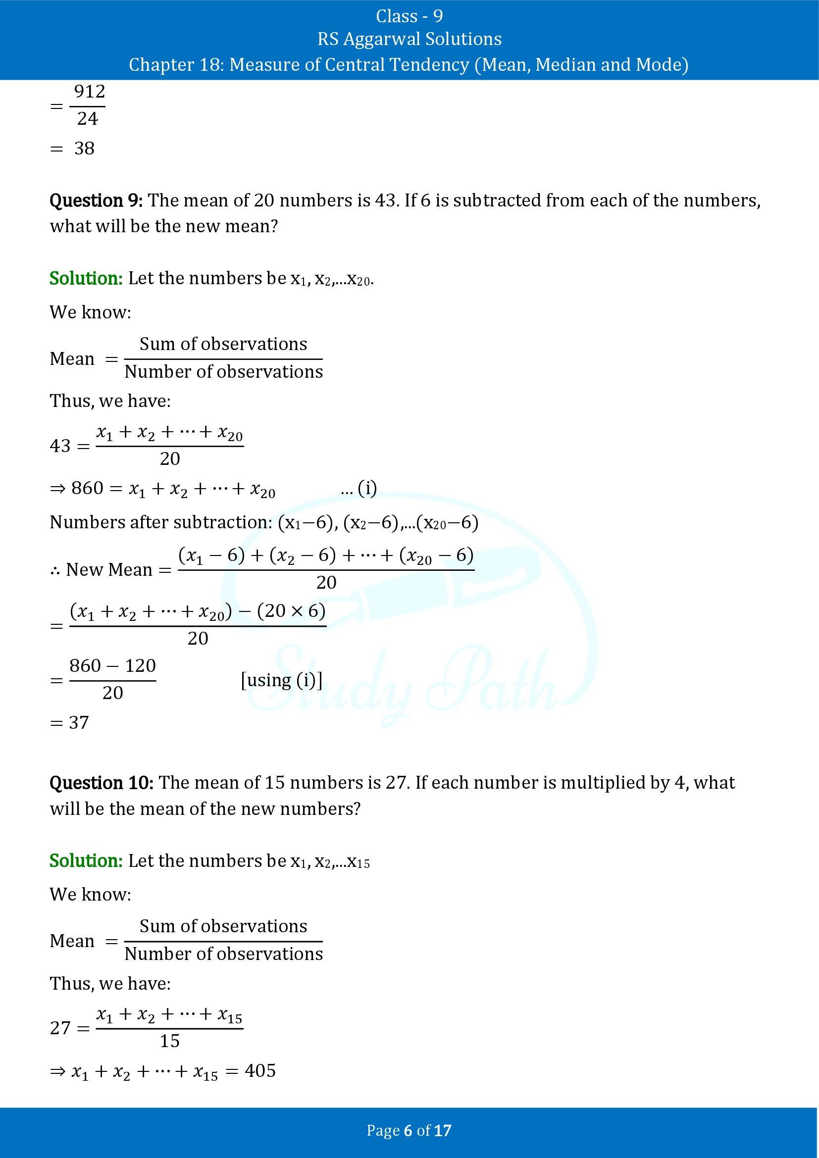 RS Aggarwal Solutions Class 9 Chapter 18 Measure of Central Tendency Mean Median and Mode Exercise 18A 00006