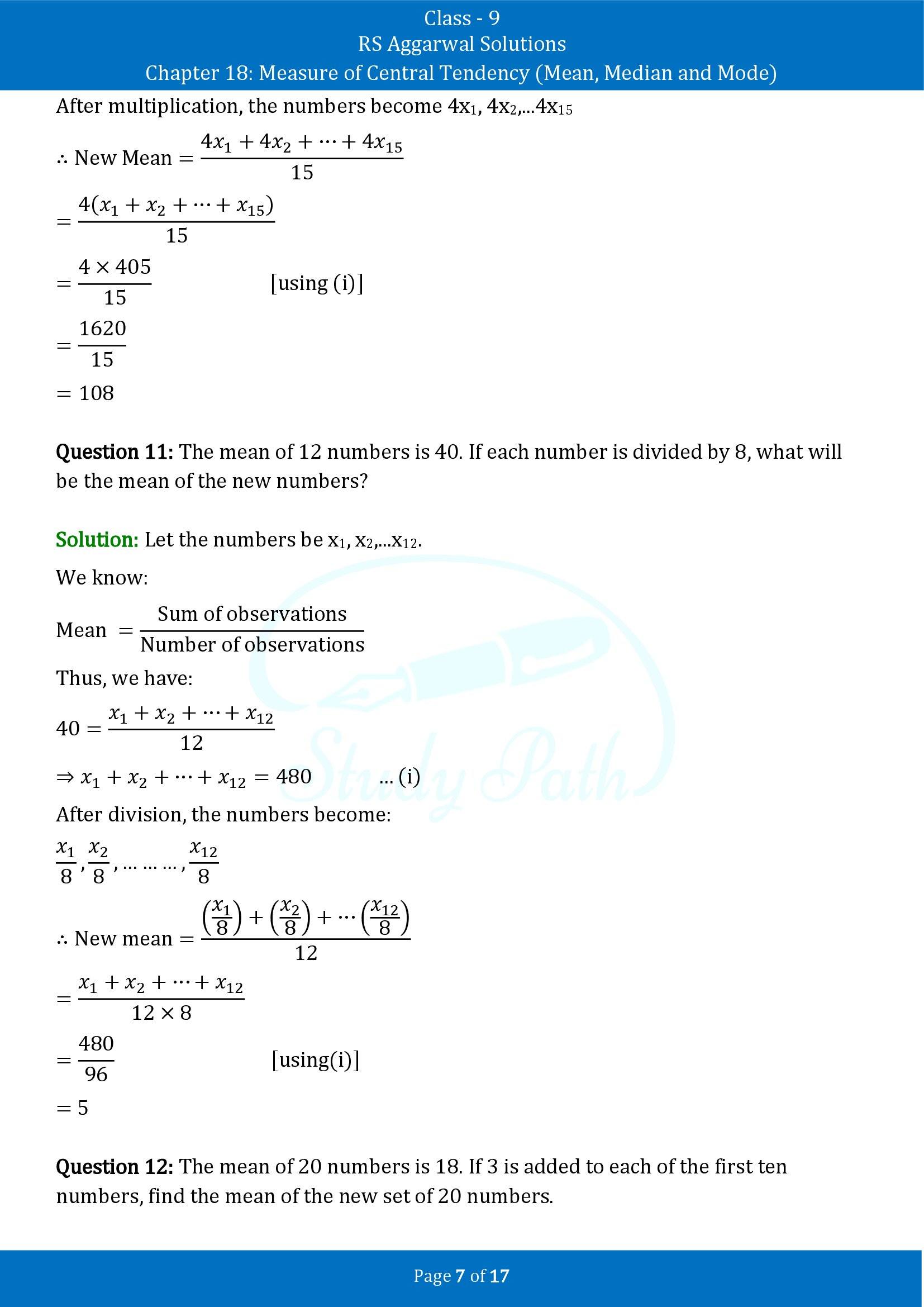 RS Aggarwal Solutions Class 9 Chapter 18 Measure of Central Tendency Mean Median and Mode Exercise 18A 00007